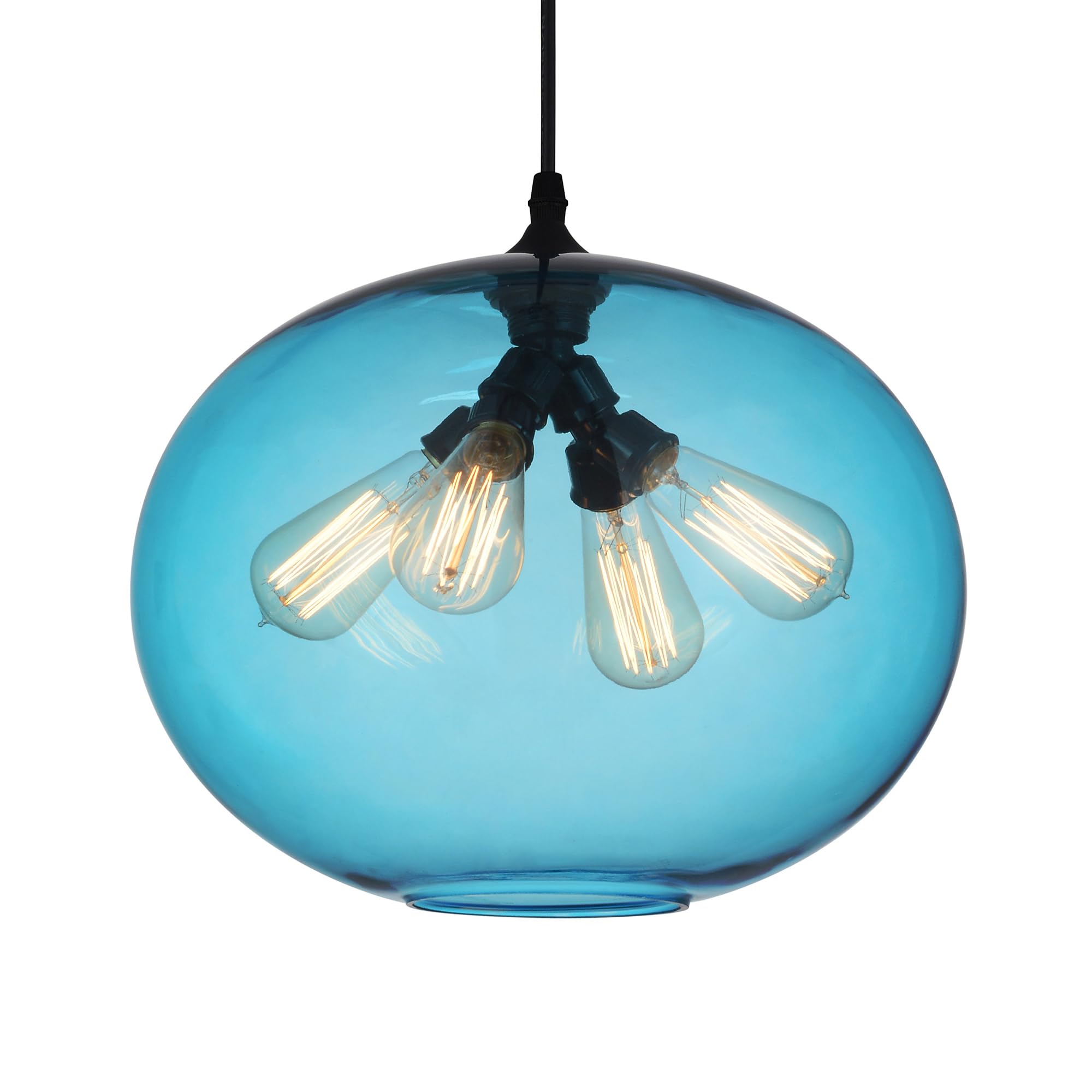 CWI Lighting 4-Light Glass Pendant Chandelier with Blue Finish - Perfect for Kitchen Island, Dining Room, and Modern Home Decor