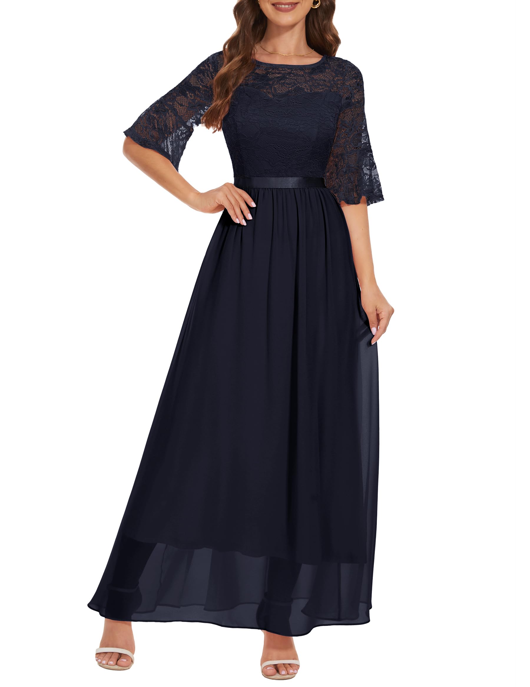Wedtrend Women's Formal Maxi Dress 2024 - Elegant Bell Sleeve Wedding Guest & Bridesmaid Gown for Evening Parties, Prom, Cocktail Events