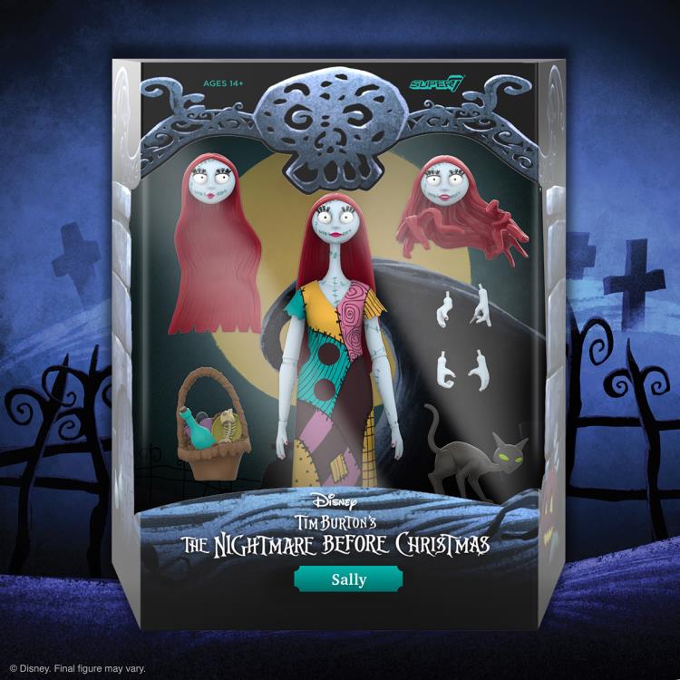 The Nightmare Before Christmas ULTIMATES! Sally Action Figure - Collectible Disney Tim Burton Movie Character Doll for Halloween & Christmas Decor - Perfect Gift for Fans & Collectors