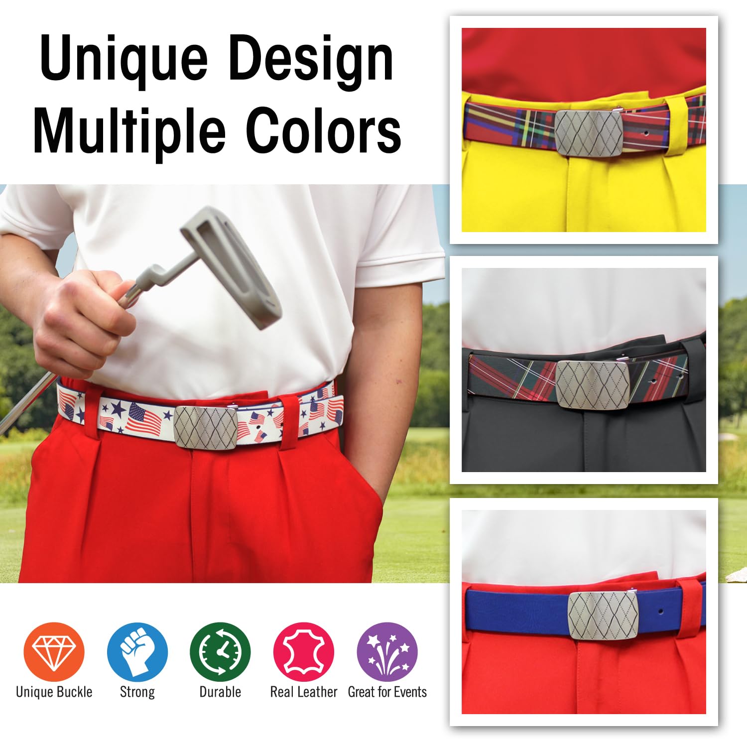 Luxury Genuine Leather Men's Golf Belt - Stylish & Durable for Golf, Business & Casual Wear | Perfect Gift for Golfers & Professionals