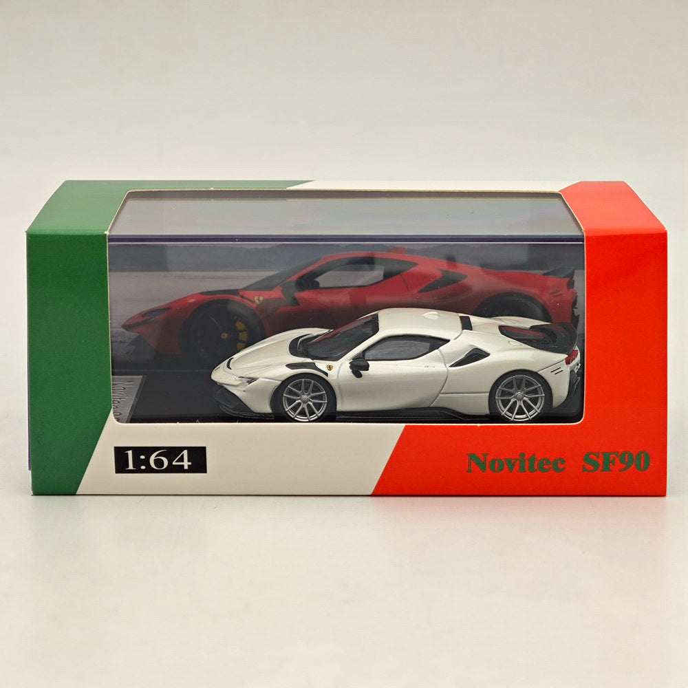 Novitec Ferrari SF90 1:64 Scale Diecast Model Car - White - Collectible Toy for Display, Gifts & Racing Enthusiasts