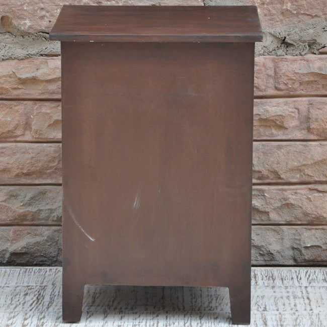 Hand Carved Solid Wood French Style Nightstand - Rustic Brown Bedside Table for Bedroom Decor | Perfect for Master Bedroom, Guest Room & Apartment