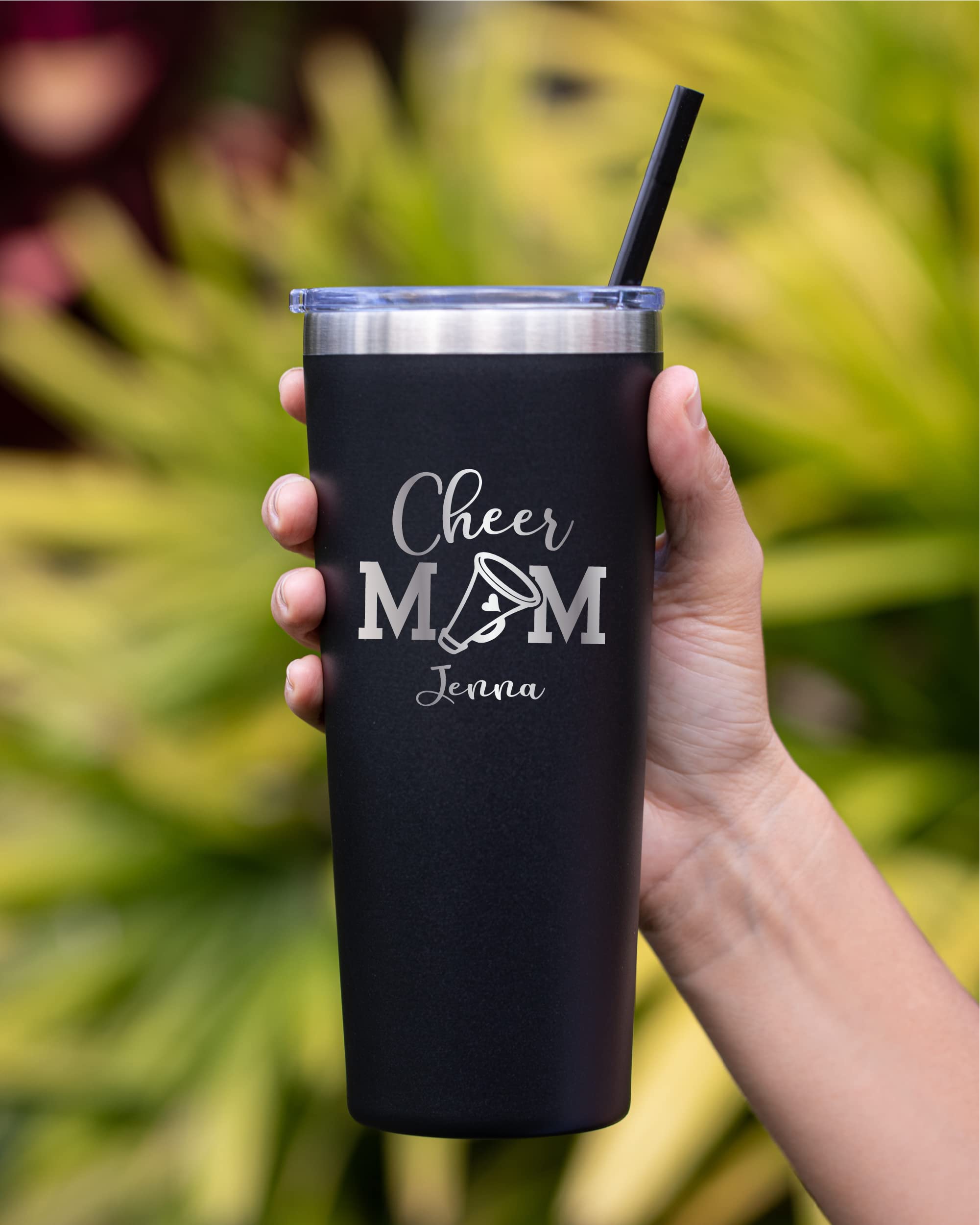 AVITO 22oz Personalized Cheer Tumbler with Lid & Straw - Custom Laser Engraved Insulated Cup - Perfect Cheerleader Gift for Mom, Coach & Team - Great for Practice, Games & Cheerleading Events