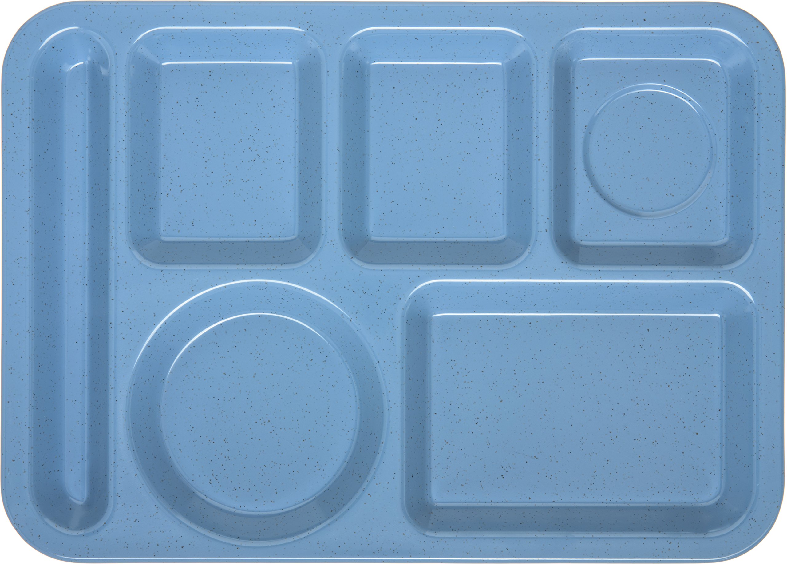 Carlisle FoodService Heavyweight 6-Compartment Left-Handed Plastic Meal Tray - Melamine Lunch Tray for Schools, Cafeterias & Dining Halls - 14 x 10 Inches, Sandshade - Durable Food Serving Solution for Buffets, Hospital Meals & Institutional Dining