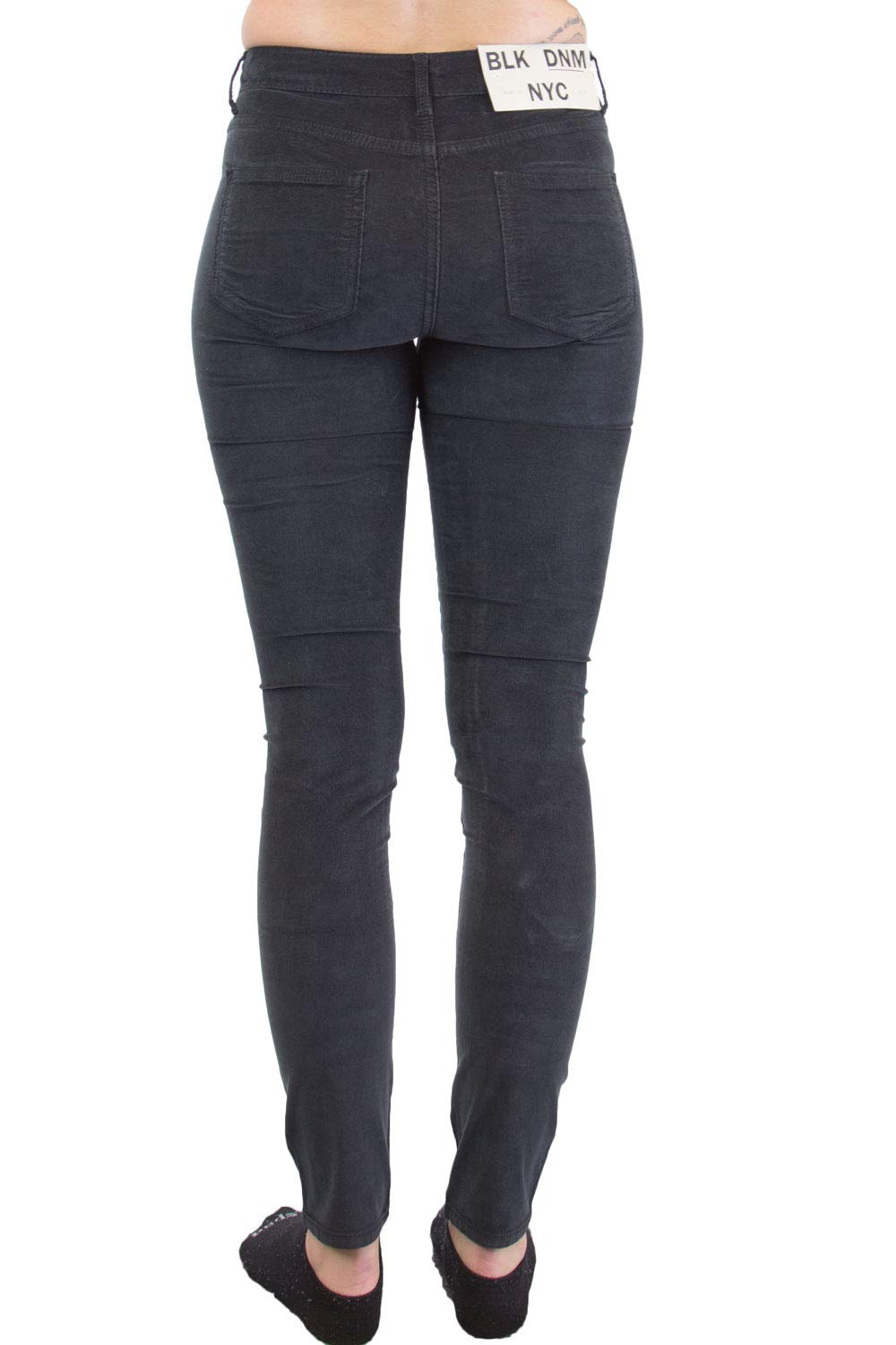 Women's Corduroy Jeans - Washed Black High Waist Skinny Pants 27x32 for Casual Wear & Fall Fashion