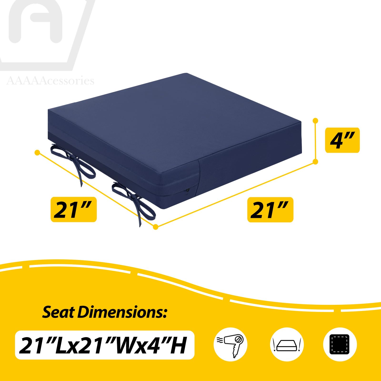 **Waterproof Outdoor Seat Cushions for Patio Chairs - Fade-Resistant Replacement Covers - Set of 2 (21