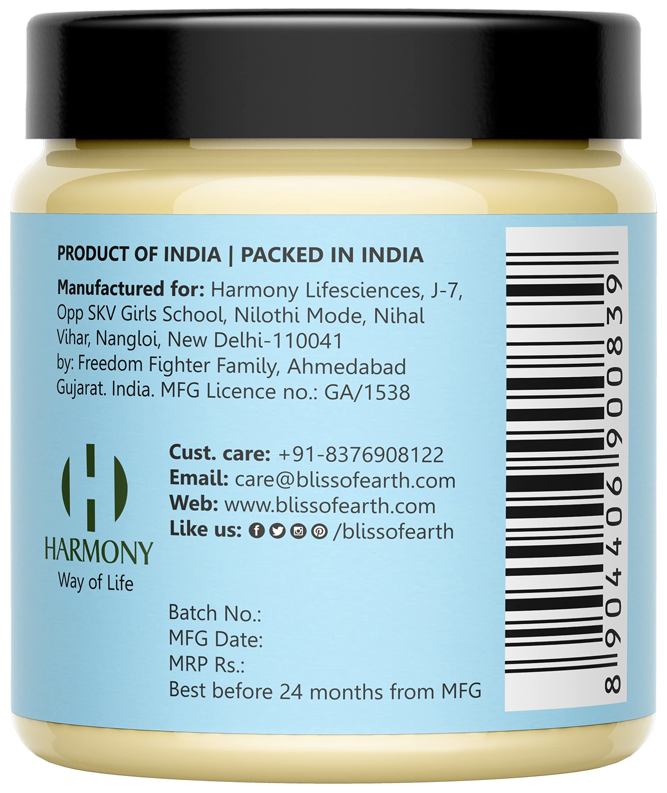 Organic Deodorized Indian Mango Butter for Face, Skin & Hair Care - 200g Jar - Natural Moisturizer for DIY Beauty Products, Dry Skin Treatment & Hair Conditioning