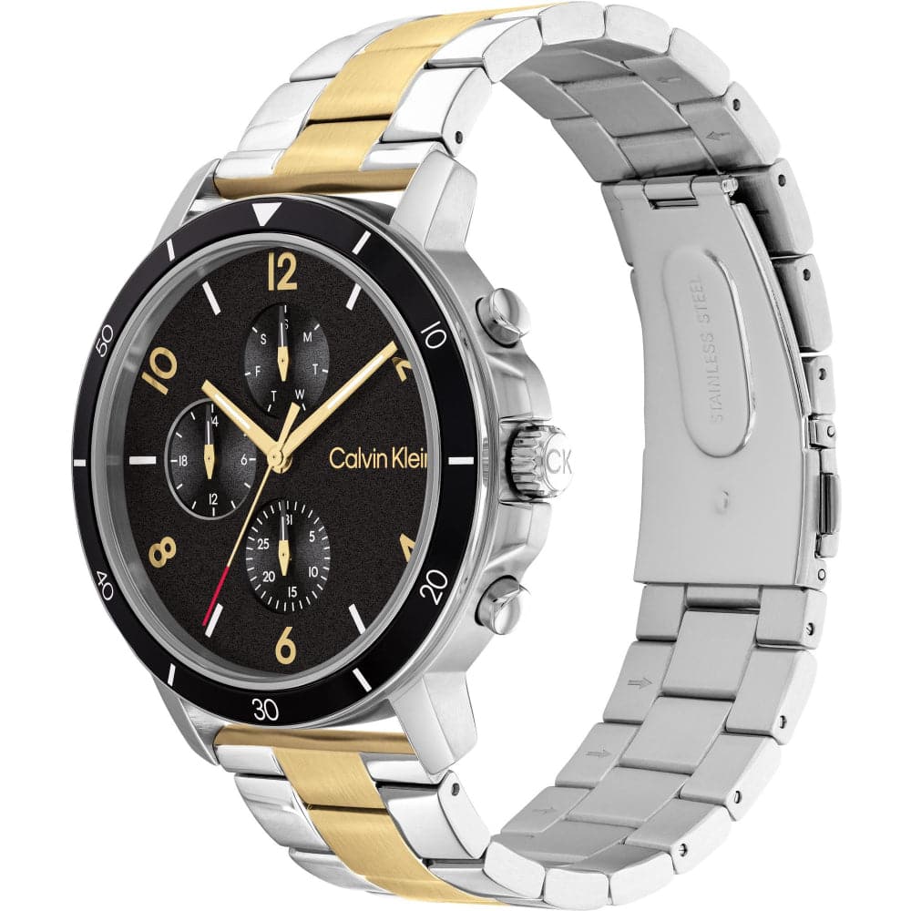 Calvin Klein Gauge Sport Chronograph Men's Watch - Two-Tone Stainless Steel Strap, Water Resistant, Date Display - Perfect for Business, Casual Wear & Sports Activities | Model 25200070