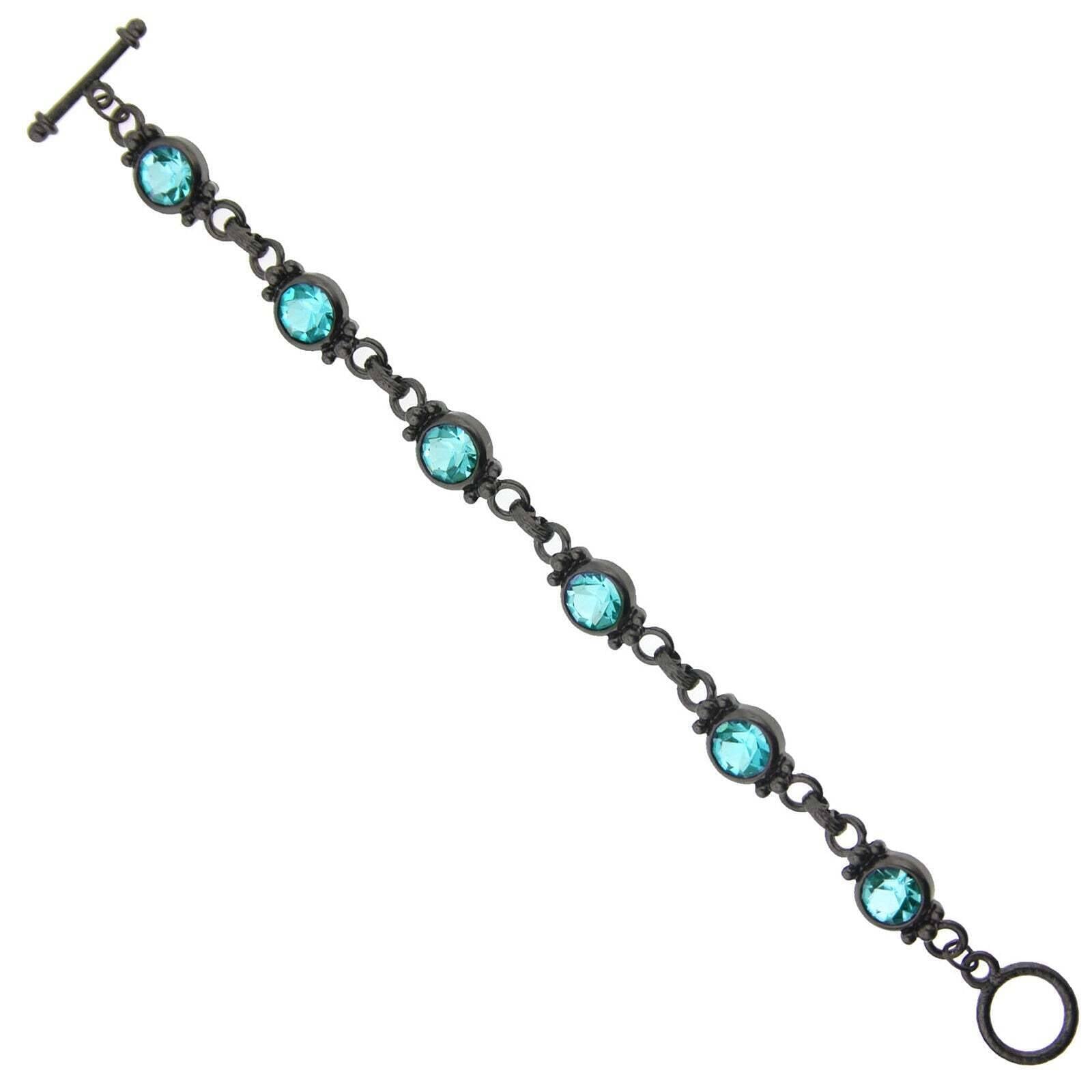 1928 Jewelry Classic Round Crystal Link Toggle Bracelet for Women - Elegant Silver Chain Bracelet with Sparkling Crystals - Perfect for Parties, Weddings & Everyday Wear