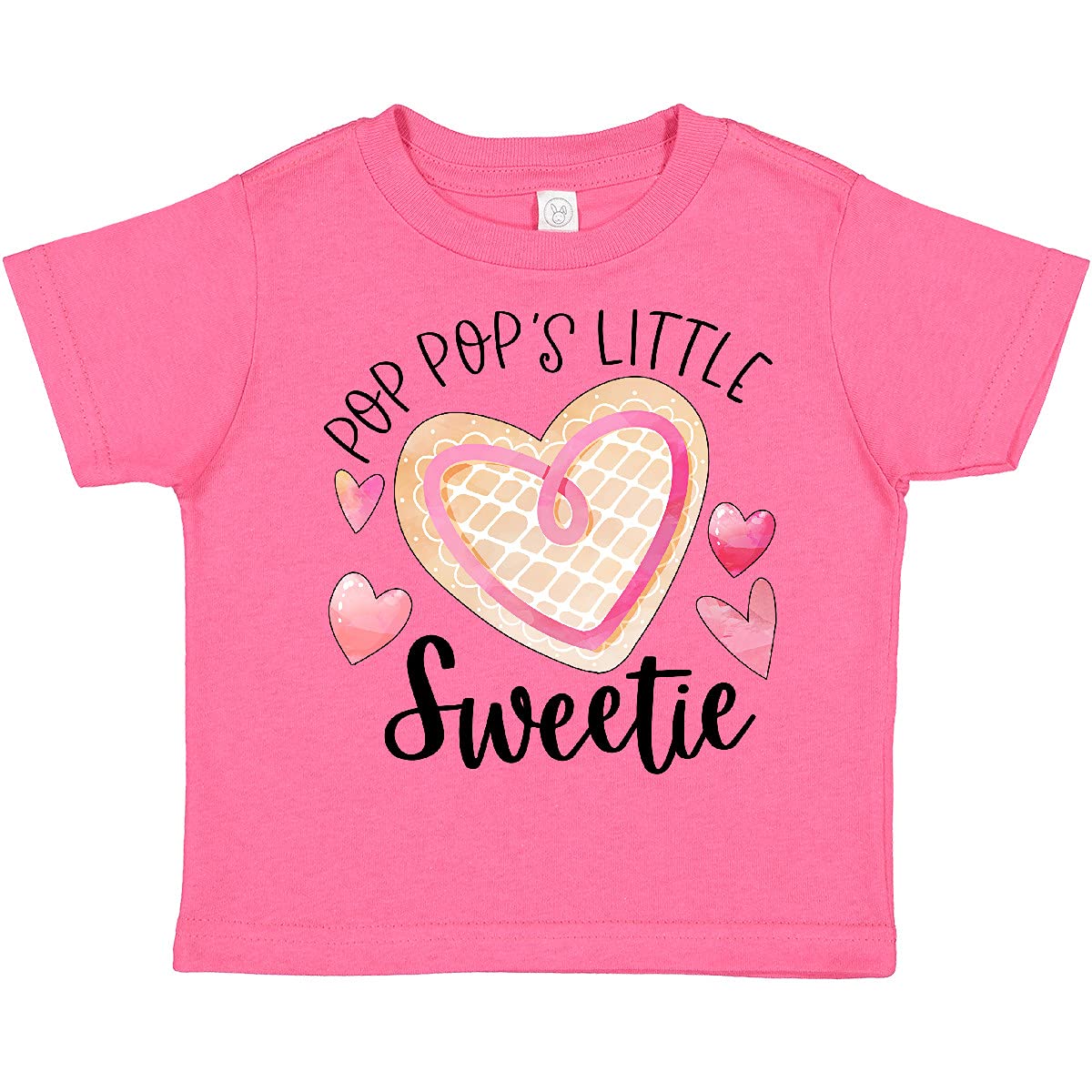 Inktastic Pop Pop's Little Sweetie Toddler T-Shirt with Pink Heart Cookie Design - Cute Baby Girl Outfit for Playdates, Family Photos & Everyday Wear