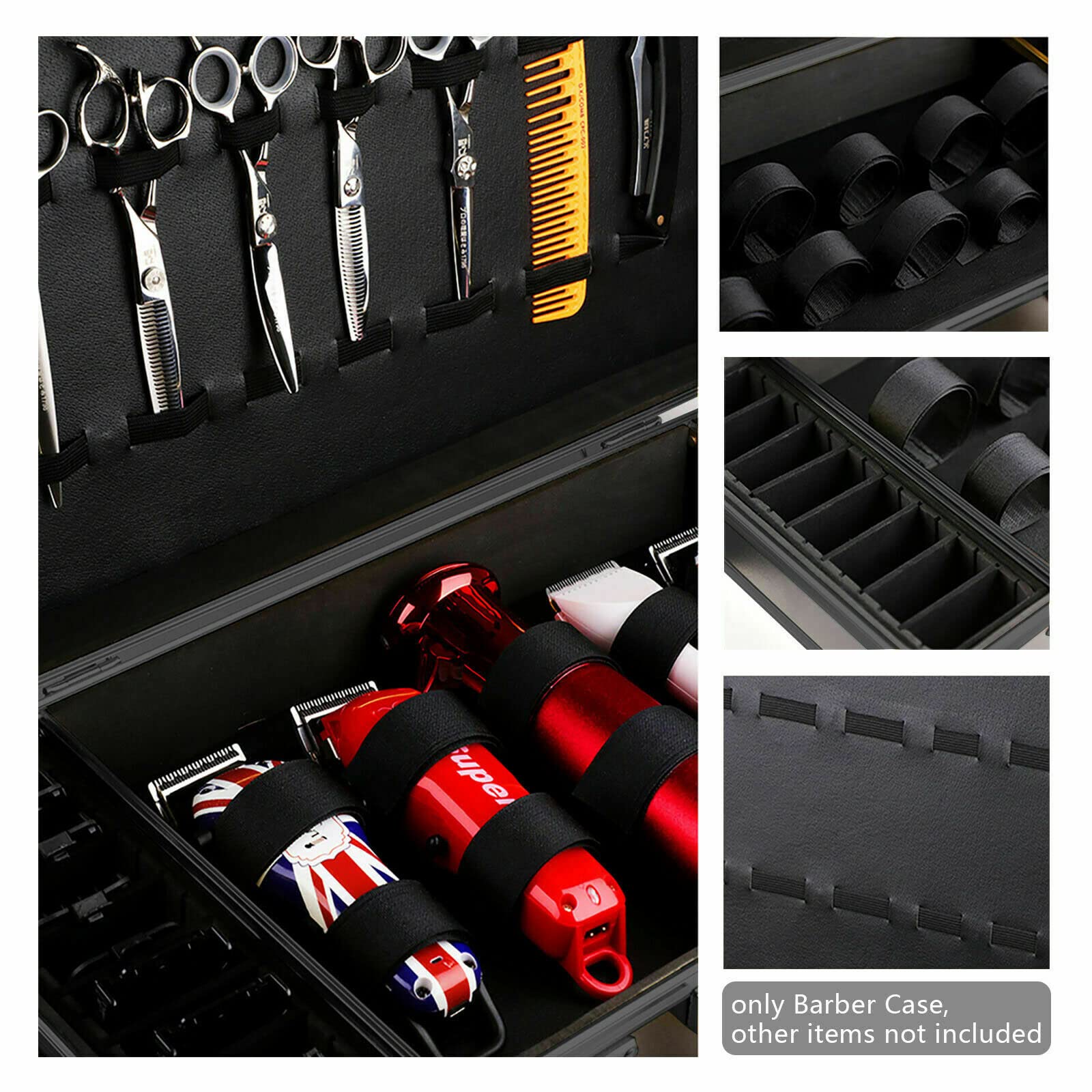 Professional Barber Carrying Case for Clippers & Scissors - Heavy Duty Salon Stylist Tool Box with Secure Code Lock (Black) - Perfect for Mobile Barbers, Salon Professionals & Traveling Hairstylists
