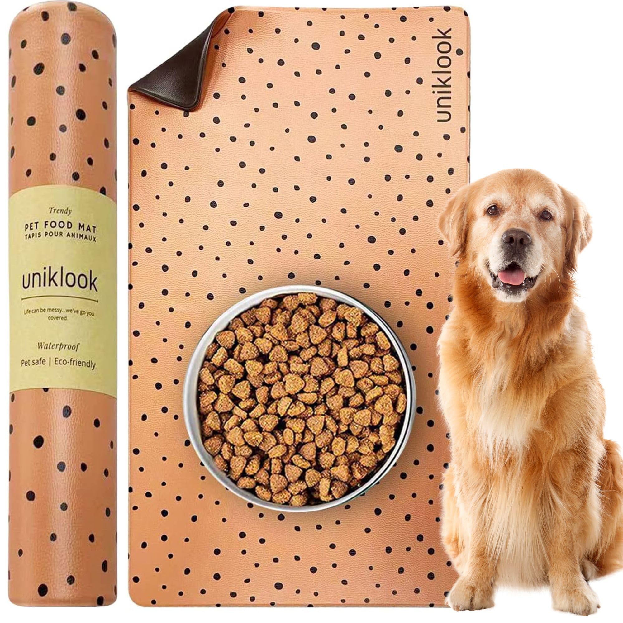 Premium Non-Slip Dog Food Mat - Waterproof Pet Feeding Mat for Food & Water Bowls - Durable Dog Bowl Placemat for Messy Eaters - Perfect for Kitchen, Crate & Outdoor Use - UnikLook