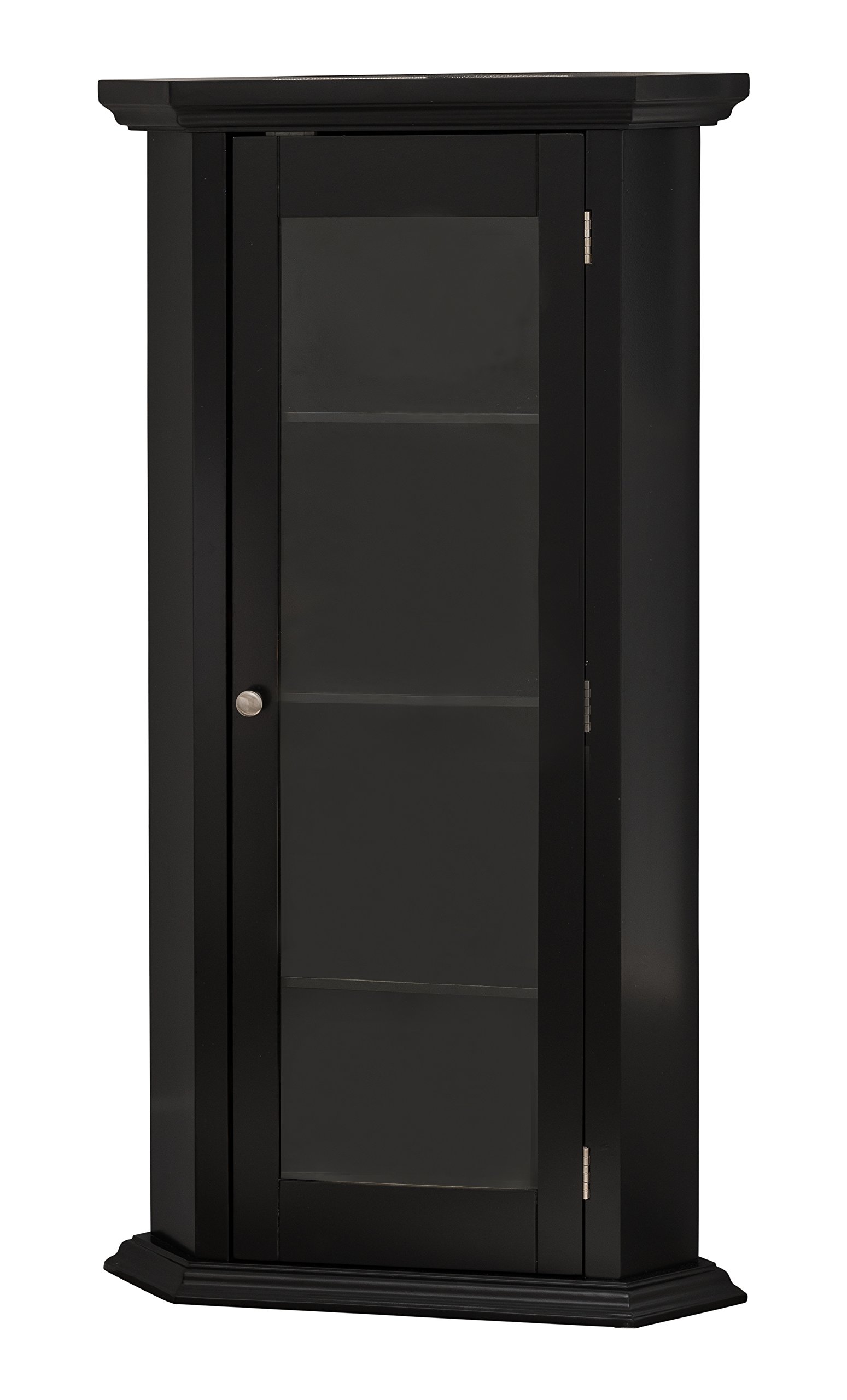 Kings Brand Black Corner Curio Cabinet with Glass Doors - Display Storage Cabinet for Collectibles, China & Home Decor - Perfect for Living Room, Dining Room or Entryway Display