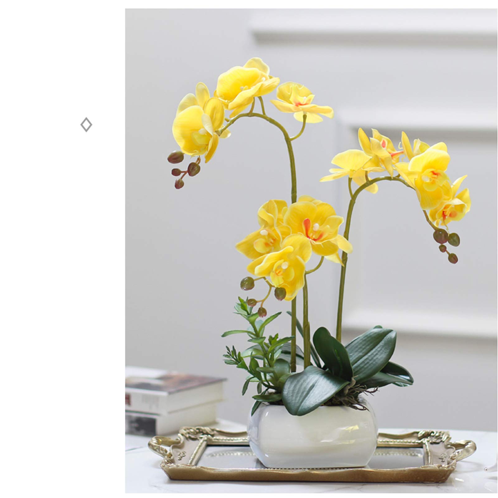 Realistic PU Phalaenopsis Orchid Artificial Plant - Elegant Silk Flower Bonsai for Home & Office Decor | Perfect for Living Room, Dining Table, Wedding Centerpiece & Gift
