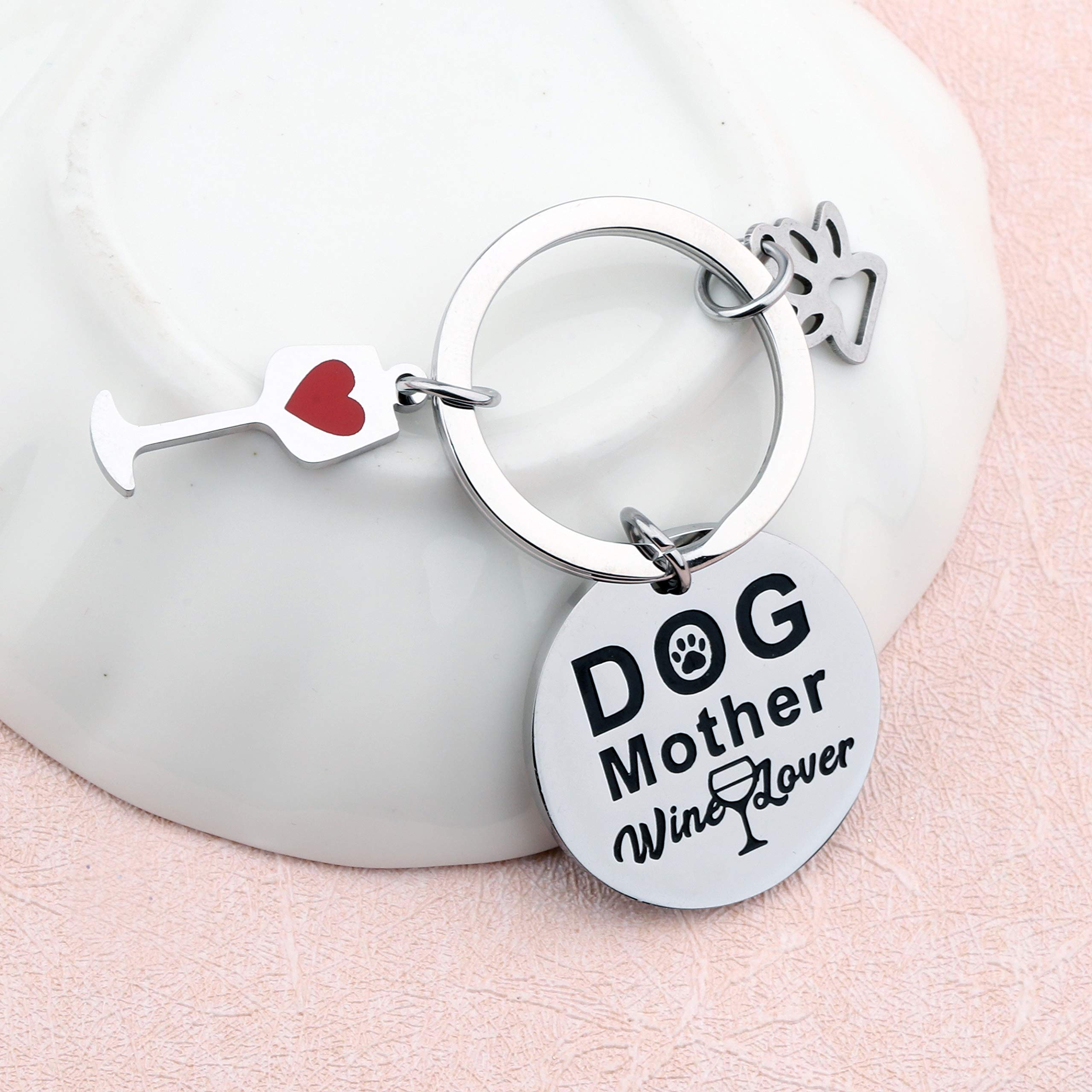 FUSTMW Dog Mom Keychain - Cute Dog Mother Gift for Wine Lovers, Rescue Dog Moms & Animal Lovers | Perfect Gift for Fur Mamas - Great for Birthdays, Christmas & Pet Appreciation Gifts