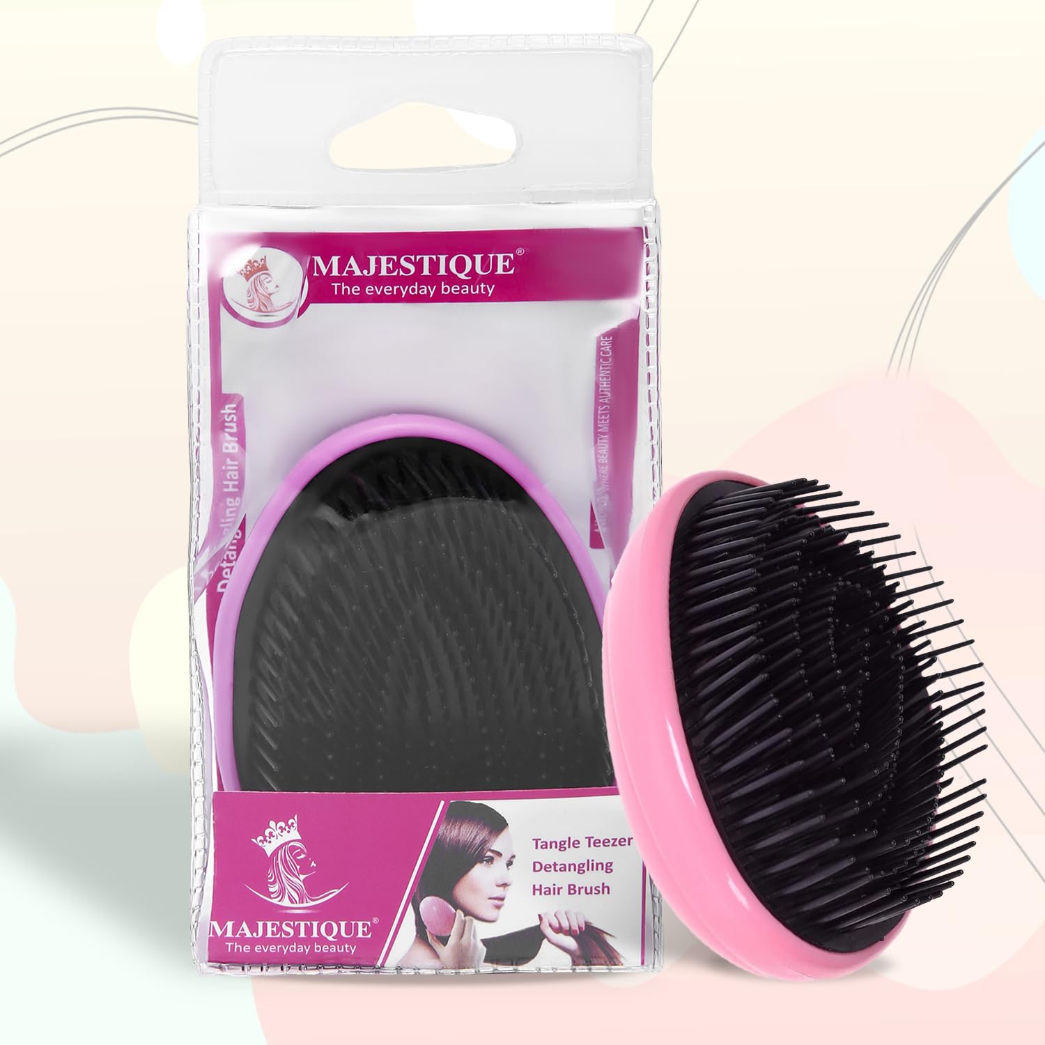 Majestique Egg Shaped Detangling Hair Brush for Women & Men - Anti-Static Hair Comb Reduces Breakage & Frizz - Anti-Dandruff Scalp Massager Brush (Color May Vary) | Perfect for Daily Styling, Travel & Salon Use