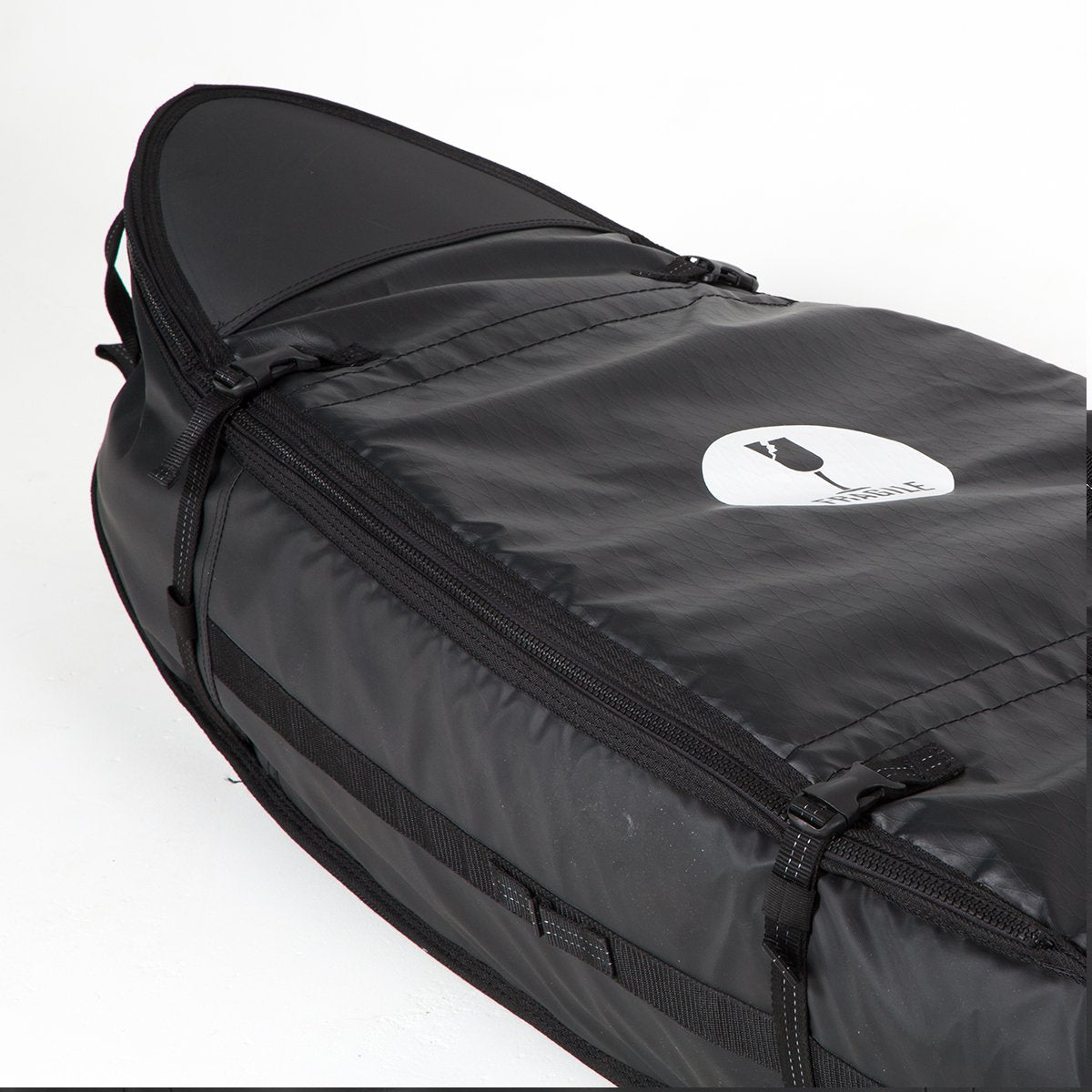 FCS Hybrid/Funboard Wheelie Travel Bag for Surfboards 7'0 & 7'6 - Durable Black/Grey Board Cover with Wheels for Easy Transport - Perfect for Surf Trips, Beach Days & Air Travel
