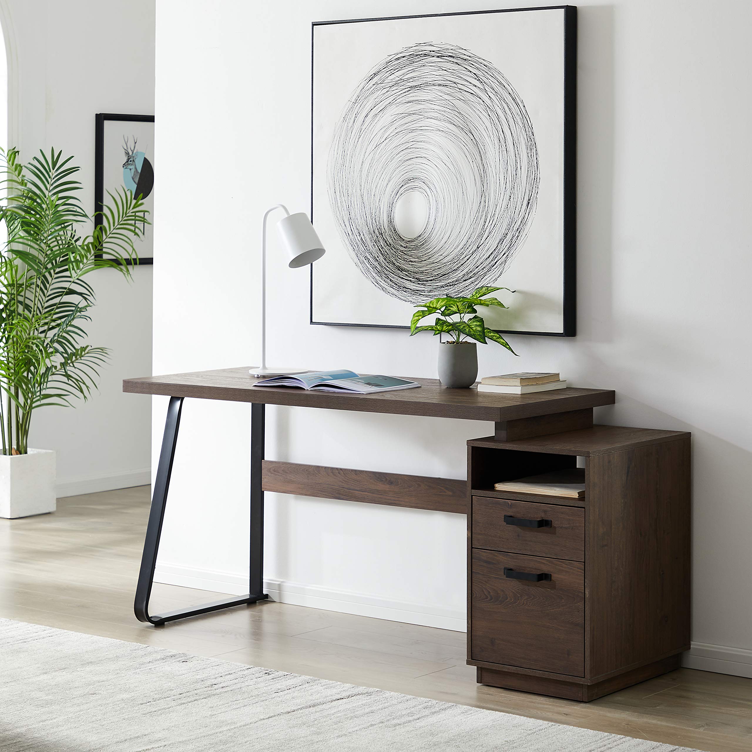 65 Inch Home Office Computer Desk with 2 Drawers - Adjustable Height Writing Study Table, Multipurpose PC Workstation for Small Spaces - Perfect for Remote Work, Online Classes & Gaming Setup