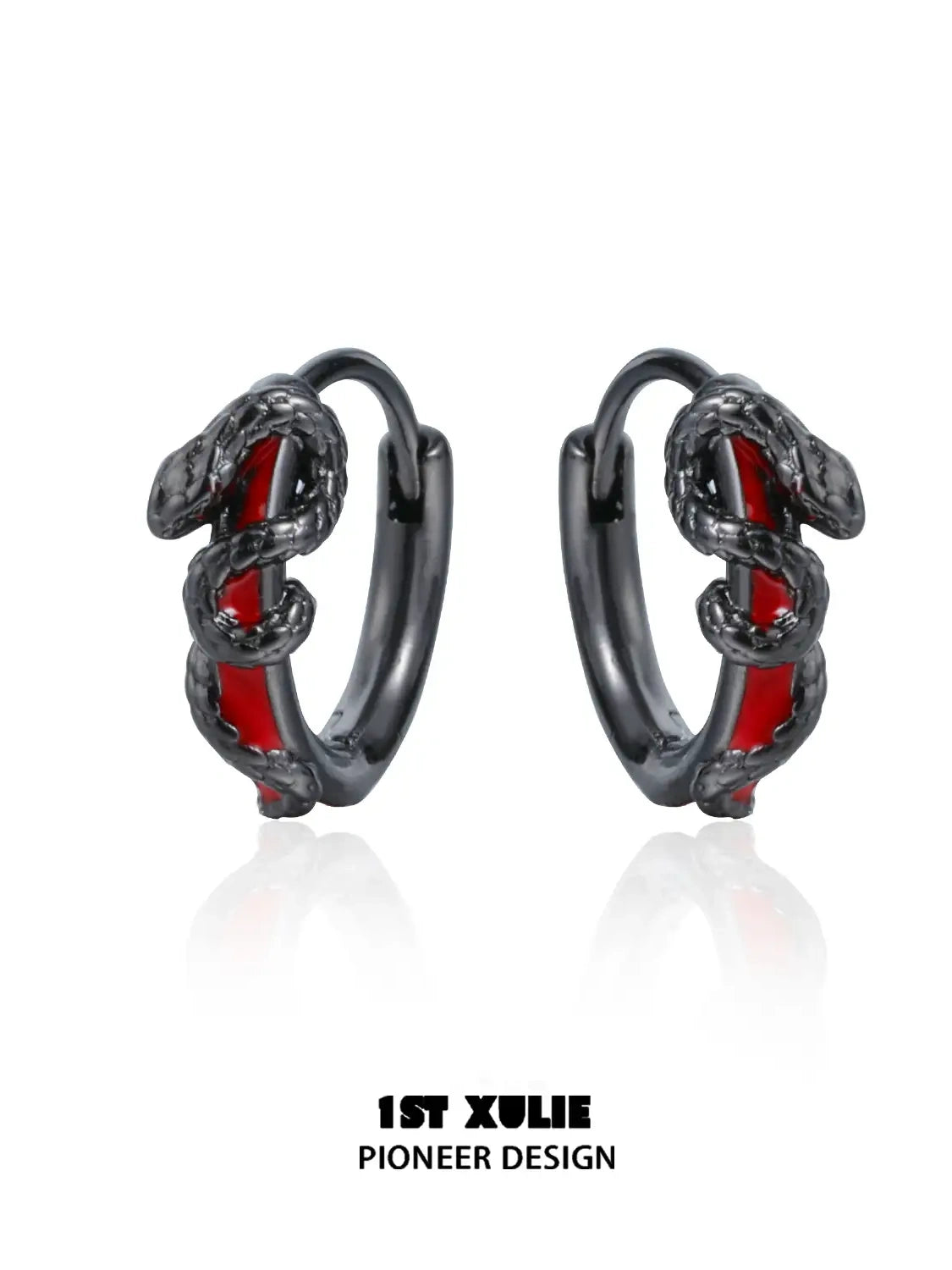 Forbidden Love S925 Sterling Silver Snake Red Crystal Stud Earrings for Women - Elegant Gothic Jewelry for Parties, Halloween & Unique Gifts