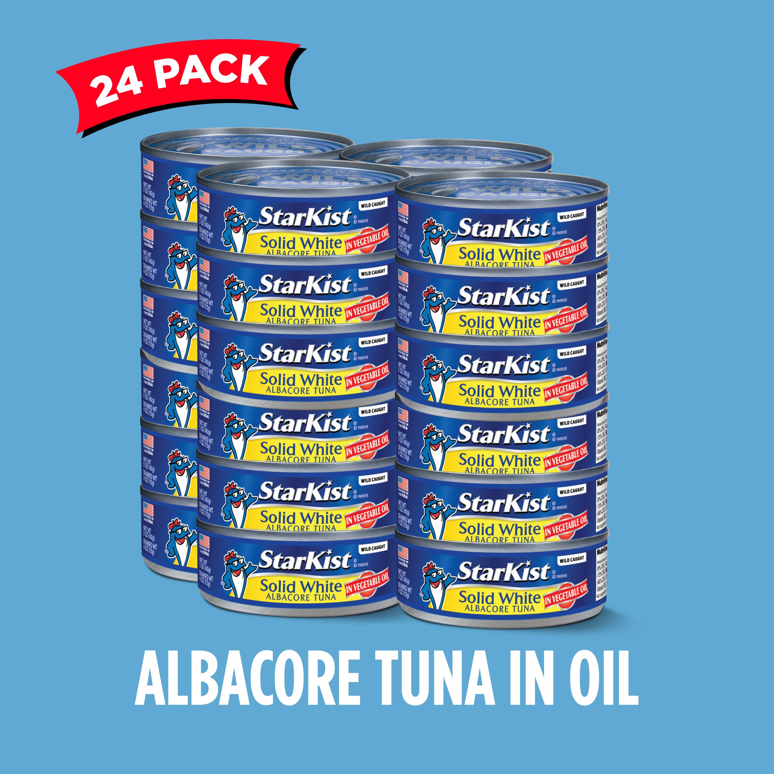 StarKist Solid White Albacore Tuna in Oil - 5 oz Can (Pack of 24) | Premium Canned Tuna for Salads, Sandwiches & Meal Prep | High Protein, Keto & Paleo Friendly