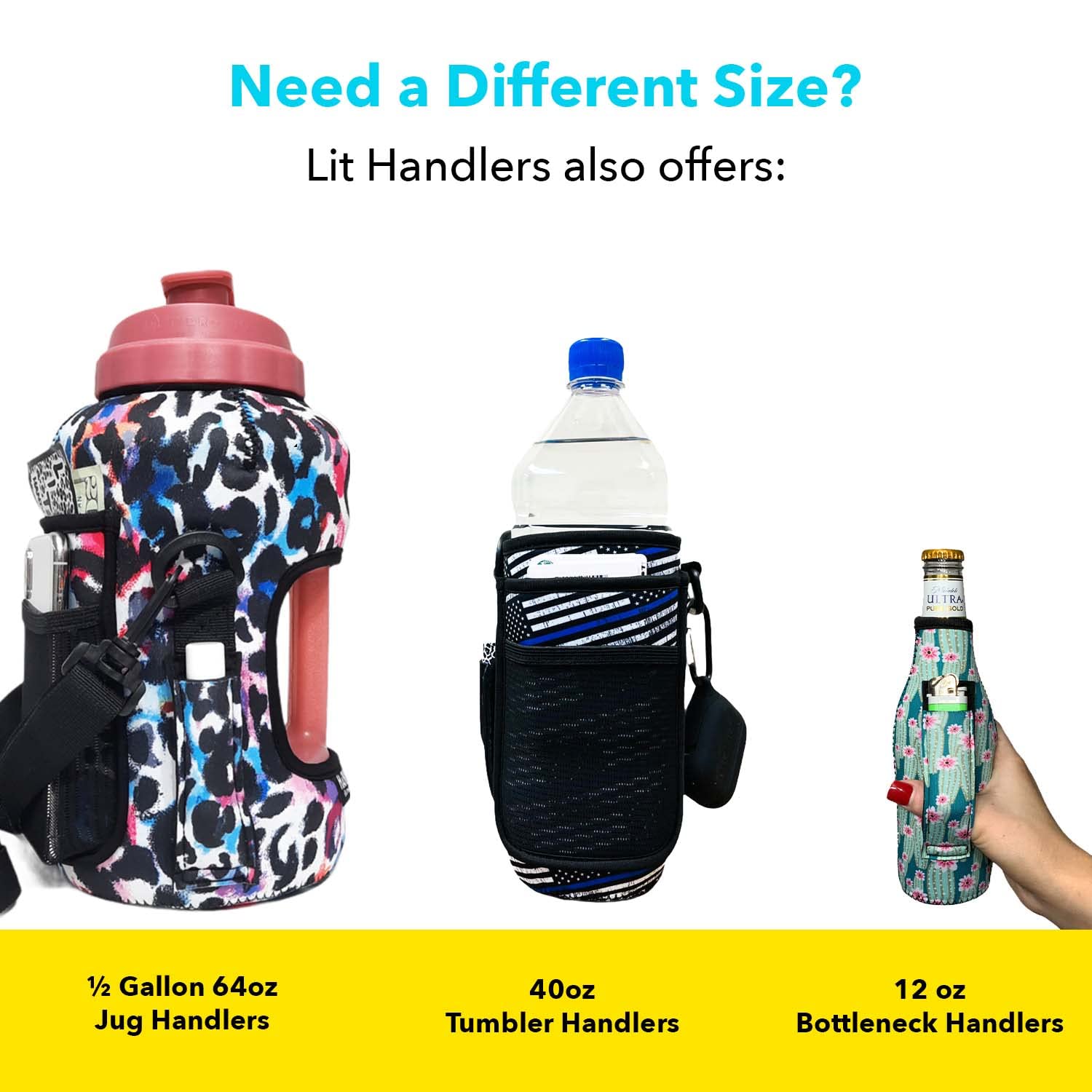30-38oz Neoprene Tumbler Sleeve with Handle & Pocket - Insulated Water Resistant Cup Cover for Beer, Cans & Shaker Bottles - Perfect for Beach, Camping, Office & Travel (Love A Nurse Design)