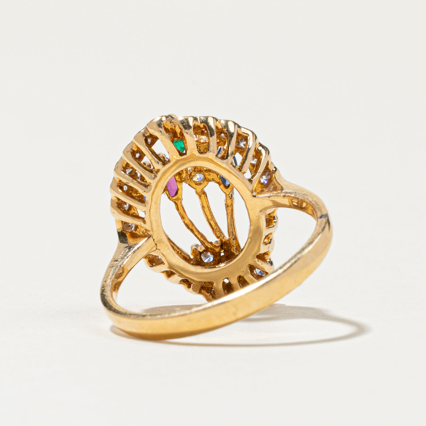 18K Gold Multi Gemstone & Diamond Cocktail Ring - 0.34ctw to 0.66ctw - Size 6.5 - Elegant Statement Jewelry for Parties, Weddings & Special Occasions