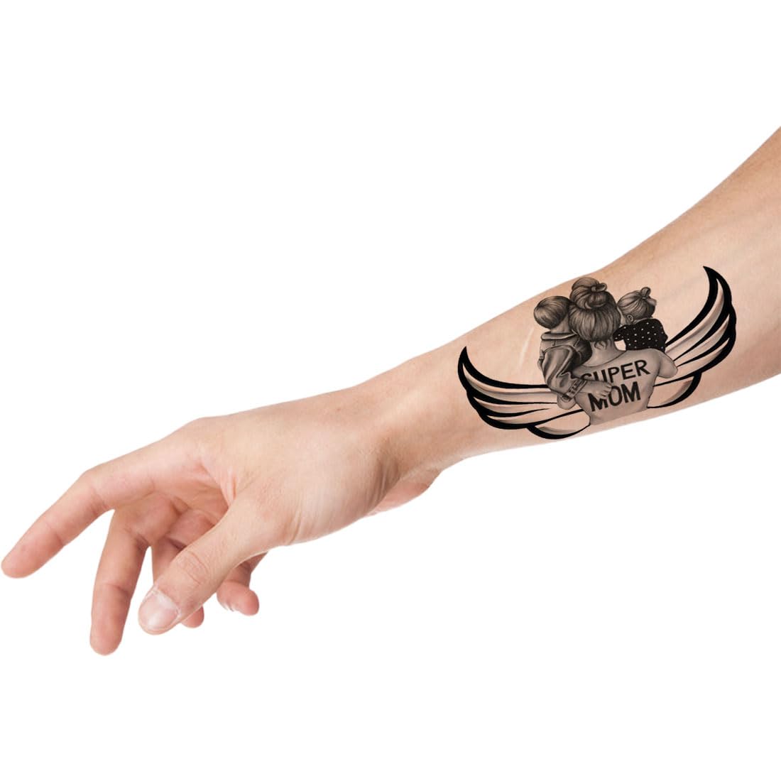 Ordershock Super Mom with Baby Tattoo - Waterproof Temporary Body Art for Moms - Perfect for Mother's Day, Baby Showers & Parenting Events