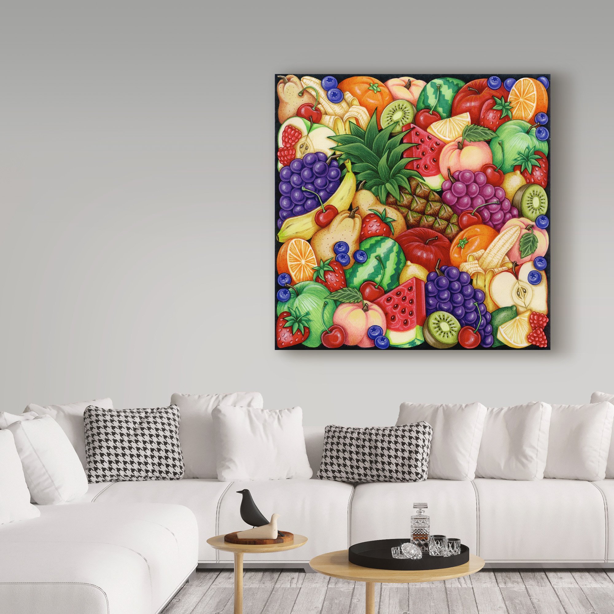 Kimura Designs Fruit Collage Wall Art - 18x18 Inch Canvas Print for Kitchen, Dining Room & Home Decor | Vibrant Still Life Painting