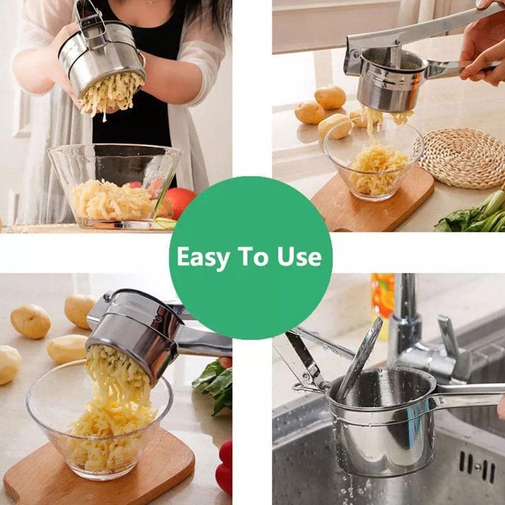 Stainless Steel Potato Ricer with 3 Interchangeable Discs - Heavy Duty Kitchen Tool for Perfect Mashed Potatoes, Baby Food & Purees - Ideal for Home Cooking & Professional Kitchens