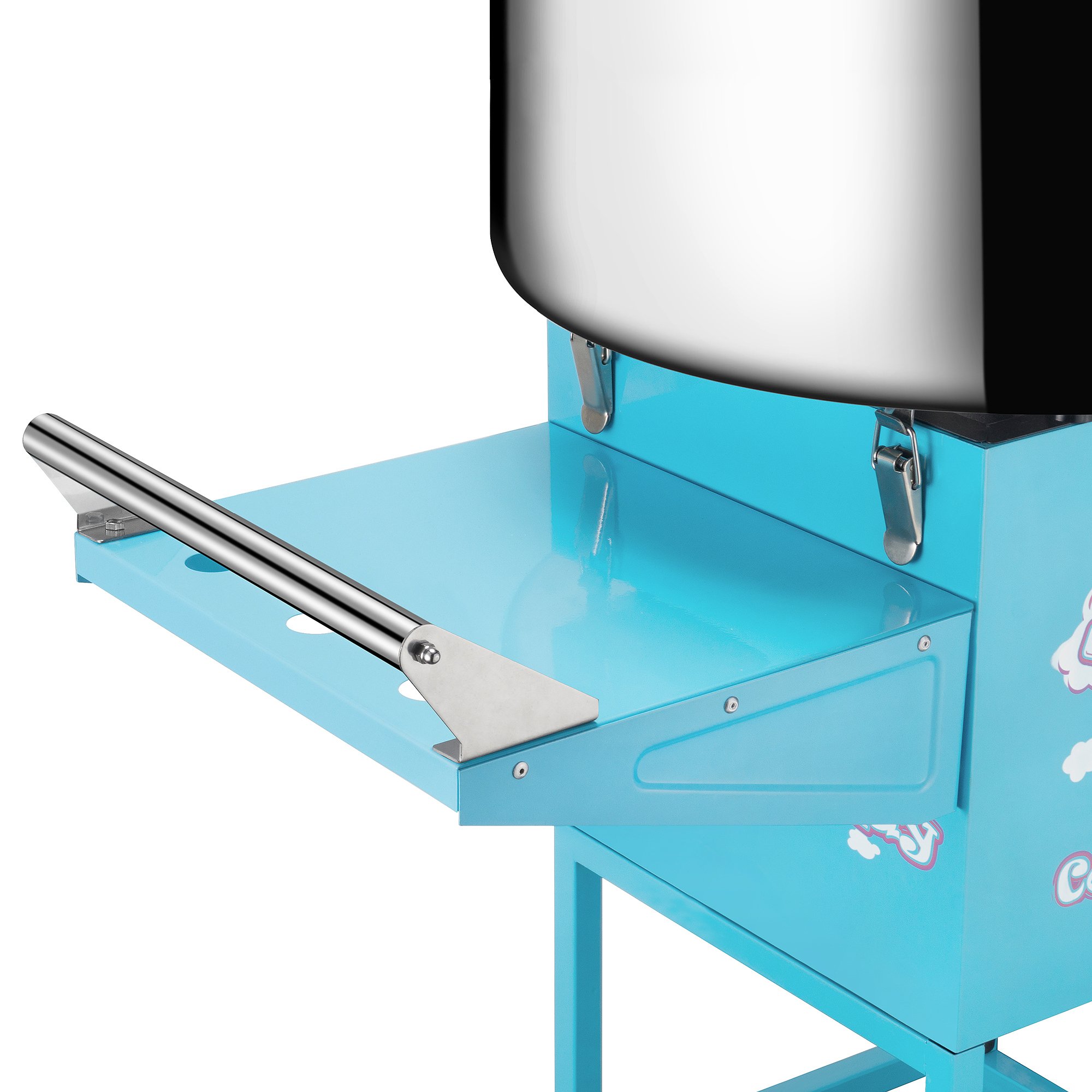 Great Northern Popcorn 1000W Cotton Candy Machine with Cart - Stainless Steel Bowl, Side Trays & 13