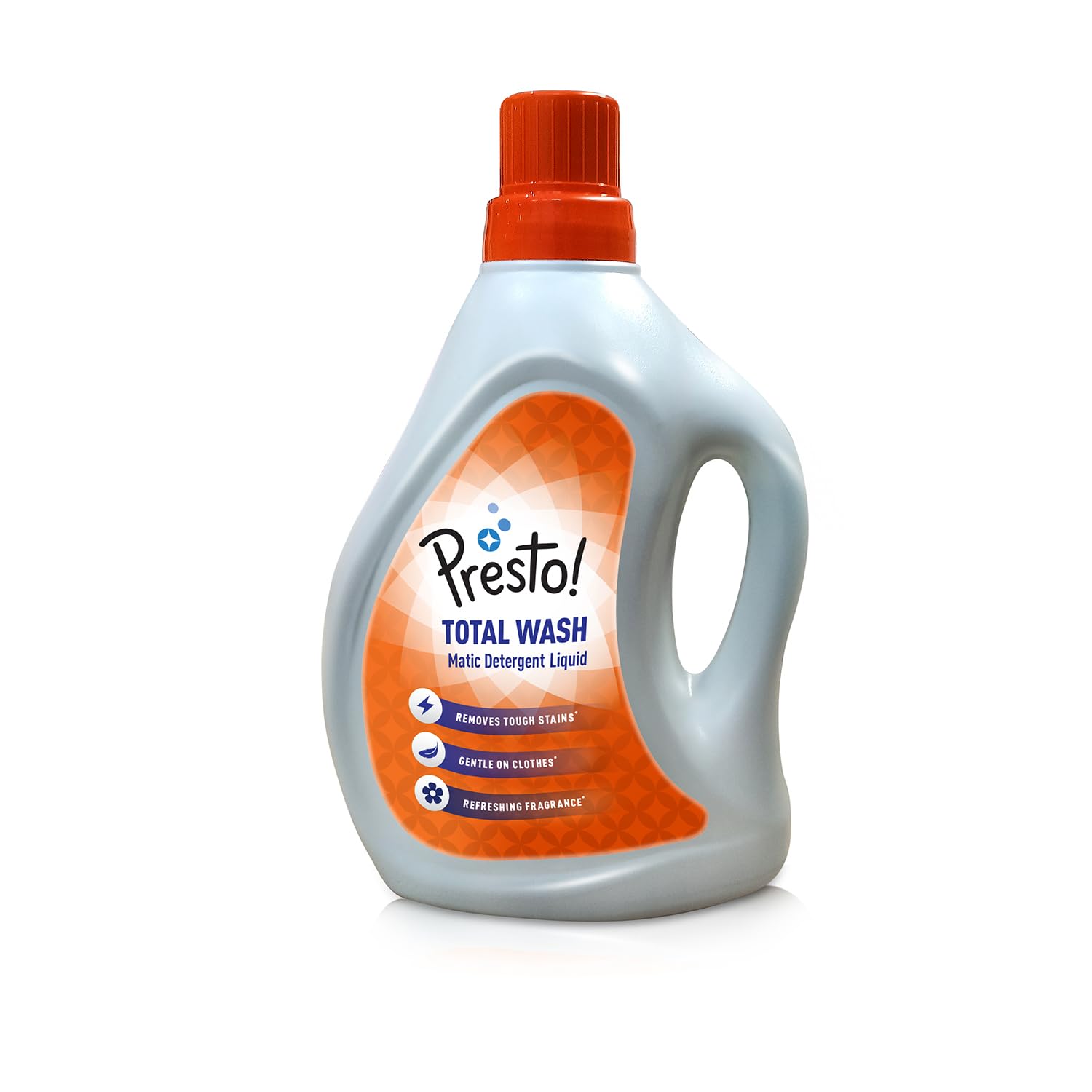 Presto Total Wash Liquid Laundry Detergent 1L (33.8 fl oz) - Ultra Concentrated, Deep Cleaning, Fresh Scent - Ideal for HE & Standard Washing Machines, Perfect for Family Laundry & Stain Removal