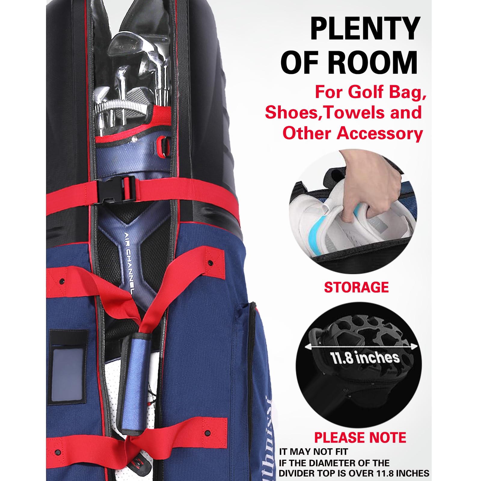 Premium Golf Travel Bag for Airlines - Hard Case Top & Heavy-Duty Wheels, Waterproof & Foldable Design for Easy Storage, Protects Club Heads, Lightweight & Spacious - Perfect for Air Travel & Golf Trips