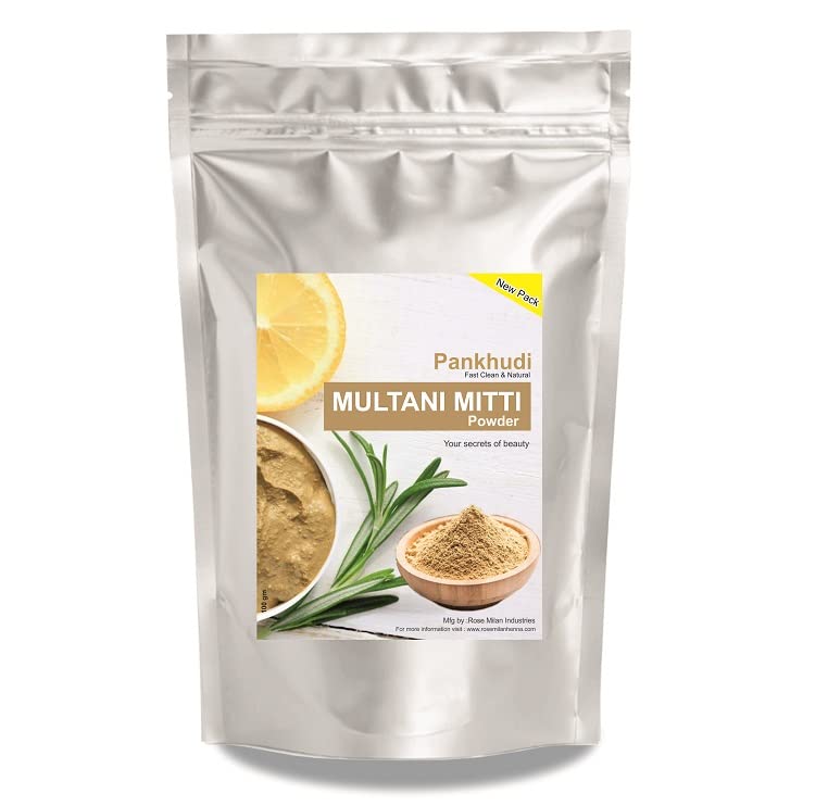 Pankhudi Multani Mitti, Kasturi Turmeric Powder & Sandalwood Powder Combo Pack (100G Each) with FREE Pure Rose Water (100ml) - Natural Ayurvedic Skincare for Glowing Face, Body & Hair Care