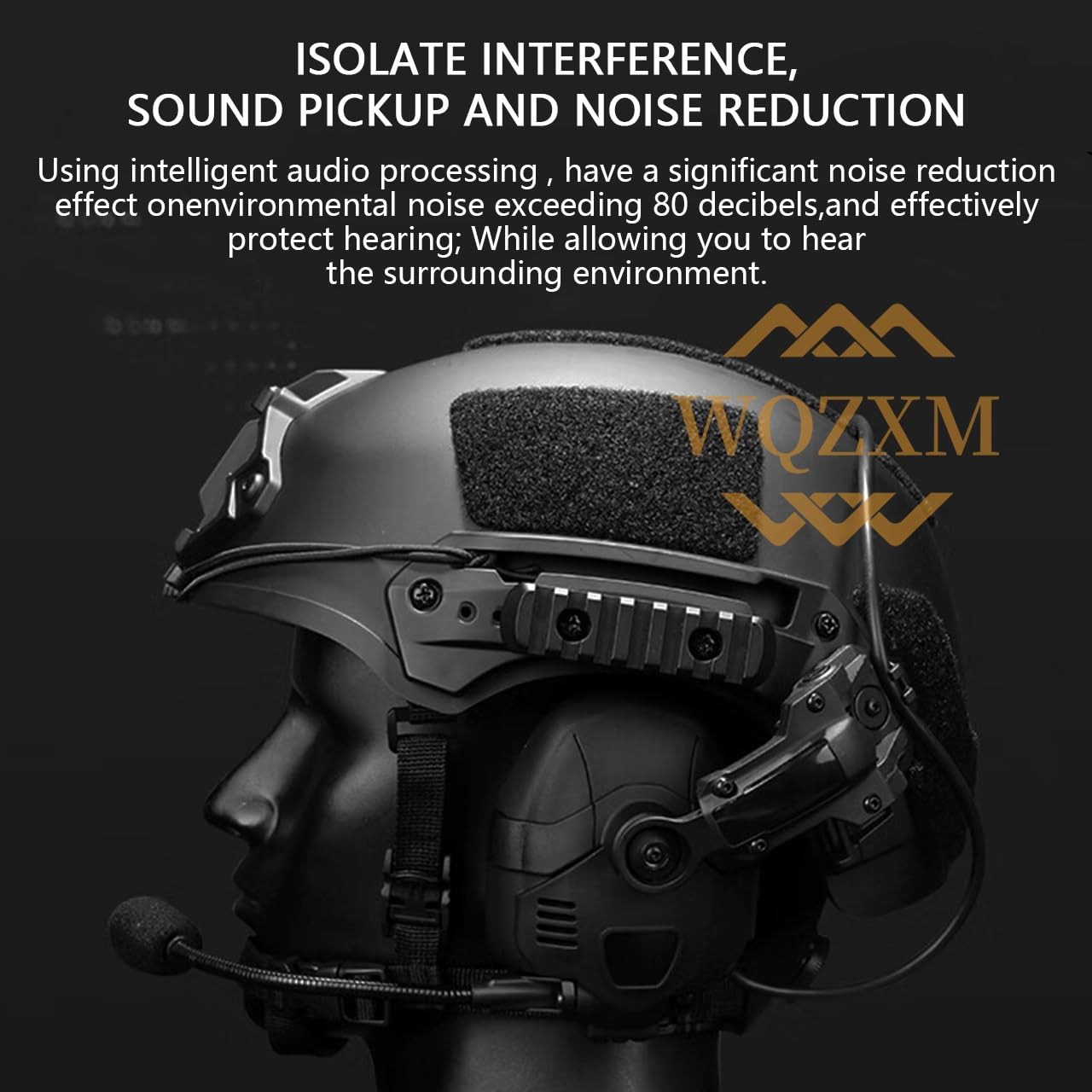 WQZXM Tactical Bluetooth Headphones with Active Noise Cancelling - Military Grade Headset for OPS Core Arc & Wendy M-Lok Helmets - Perfect for Shooting Ranges, Airsoft Games & Outdoor Adventures
