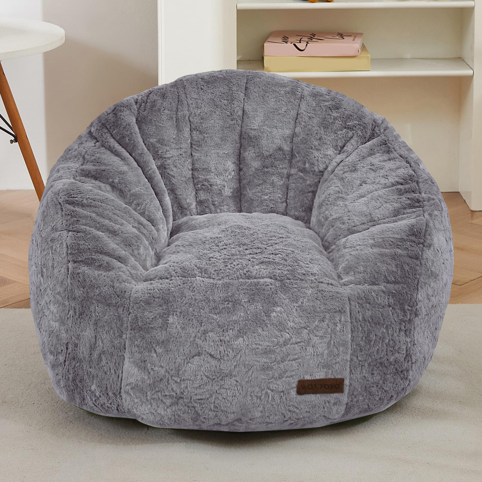 MAXYOYO Kids Bean Bag Chair - Shell Shaped Bean Bag Couch for Boys & Girls, Dark Grey - Perfect for Playrooms, Bedrooms & Reading Nooks