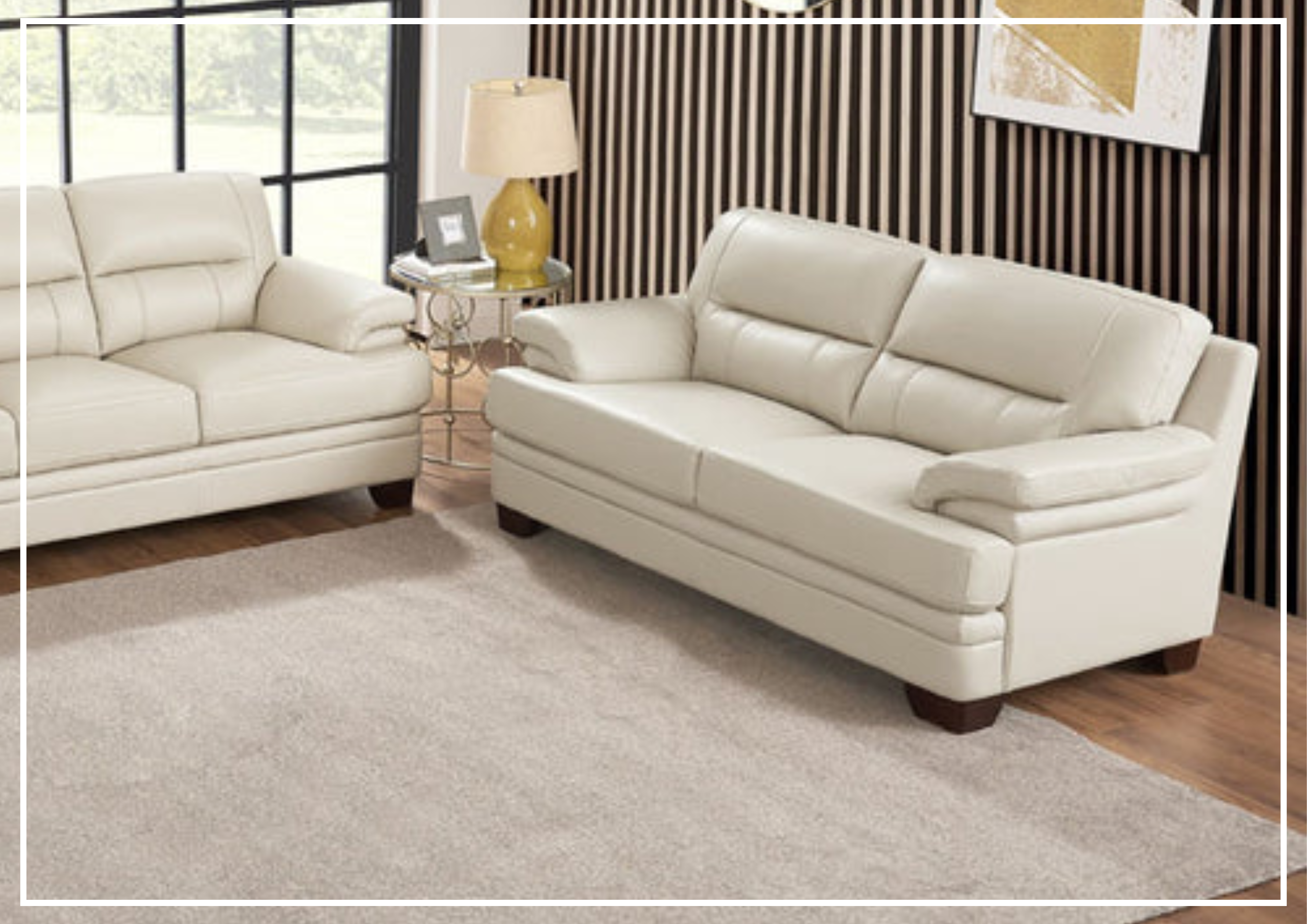 Premium Leather Loveseat Sofa with Cushion Arms - Hydeline Luxor Stationary Sofa for Living Room, Lounge & Office Comfort