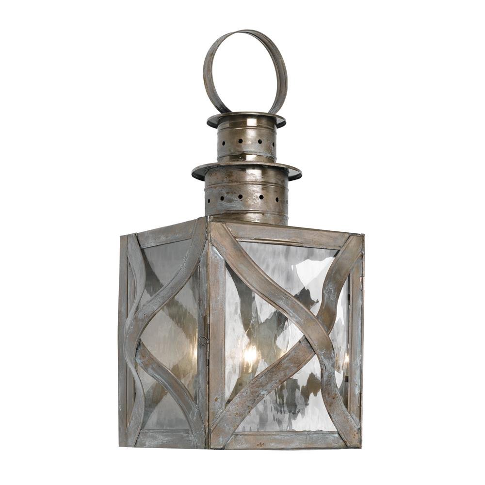 Elk 2142-WB Dune Road 3-Light Outdoor Wall Sconce with Water Glass Shade, 10 x 23 Inch, Olde Bay Finish - Weatherproof Exterior Lighting for Porch, Patio, Garden & Entryway