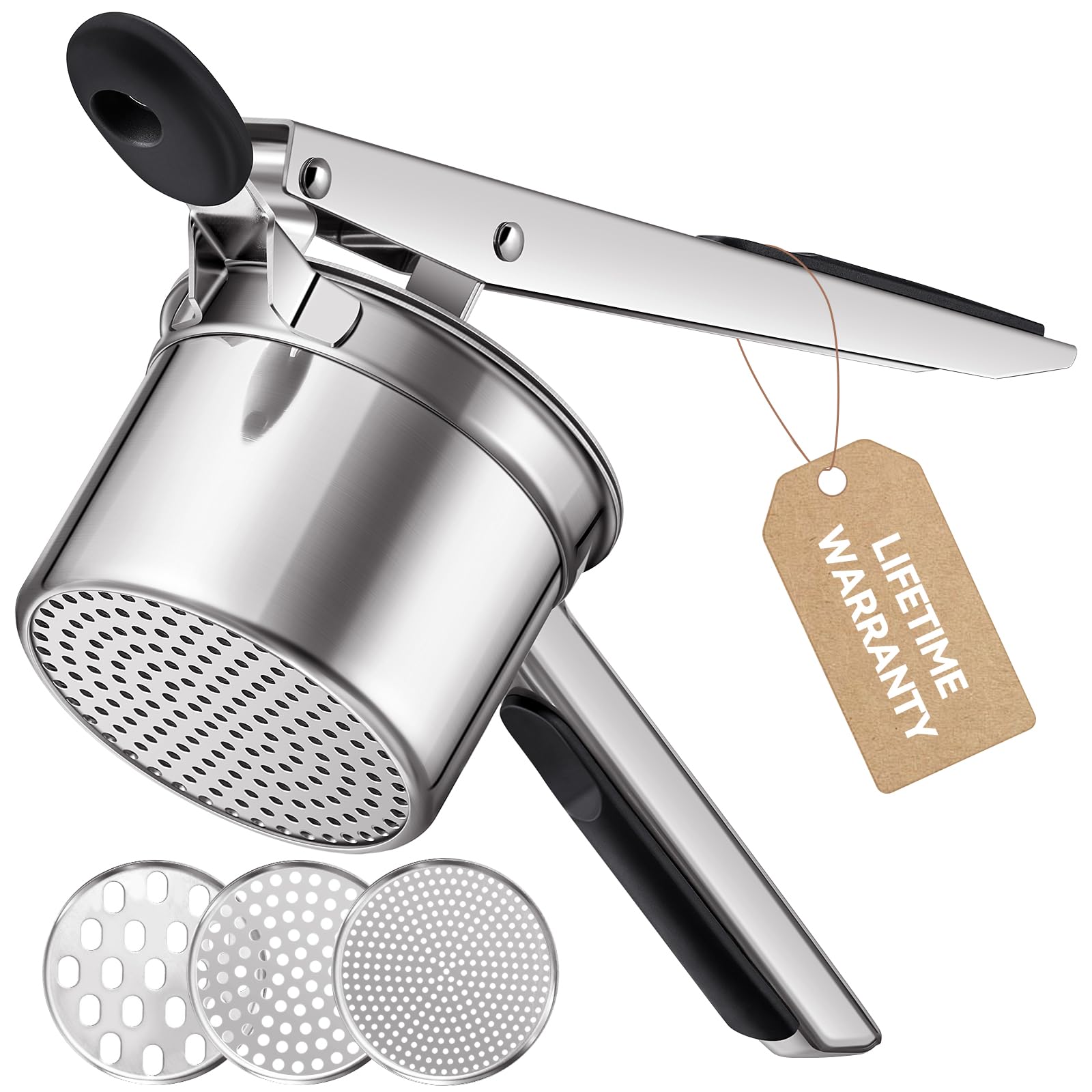 **Sopito Stainless Steel Potato Ricer & Masher with 3 Interchangeable Discs – Heavy Duty Kitchen Tool for Pressing, Mashing – Perfect for Mashed Potatoes, Baby Food & Purees**