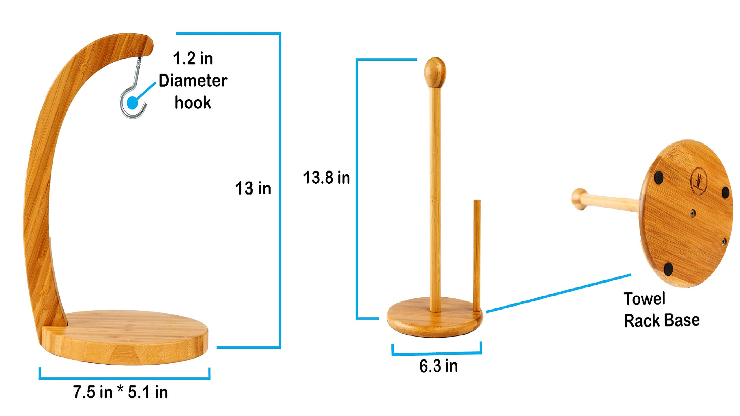Premium Bamboo Banana Holder & Paper Towel Stand - Natural Eco-Friendly Kitchen Organizer for Fruits and Towels | Perfect for Countertop, Pantry, and Dining Table Decor