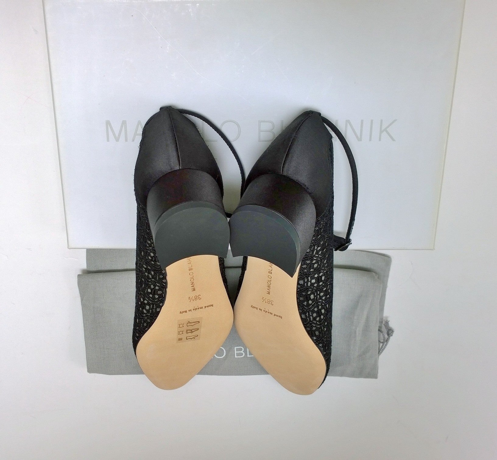 Manolo Blahnik Listana Women's Block Heel Sandals - Elegant Lace & Satin Ankle Strap Pumps for Weddings, Parties & Special Occasions