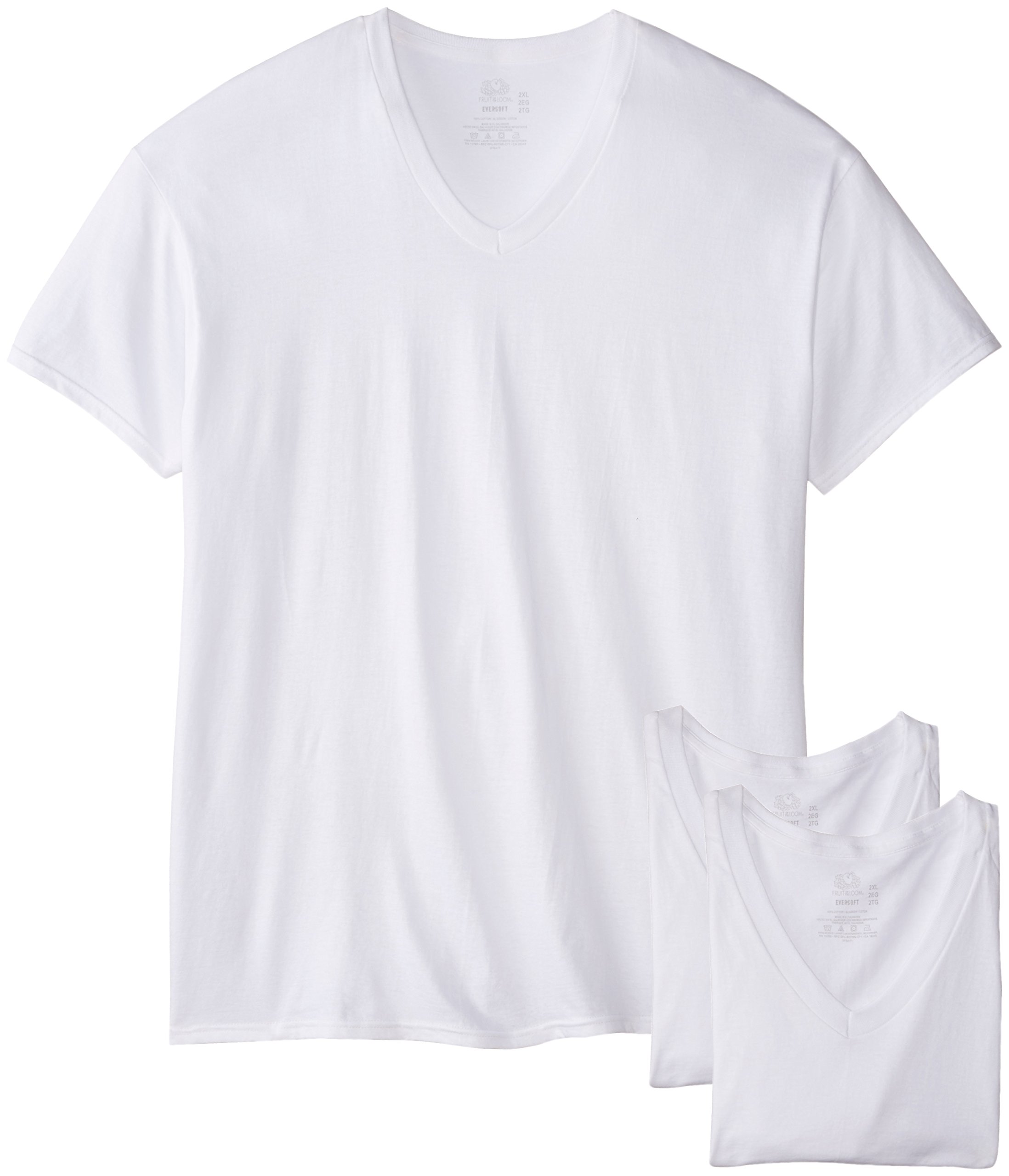Fruit of the Loom Men's Extended Size V-Neck T-Shirts 3-Pack - Soft Cotton Crewneck Tees for Big & Tall - Comfortable Casual Shirts for Everyday Wear, Gym & Lounge