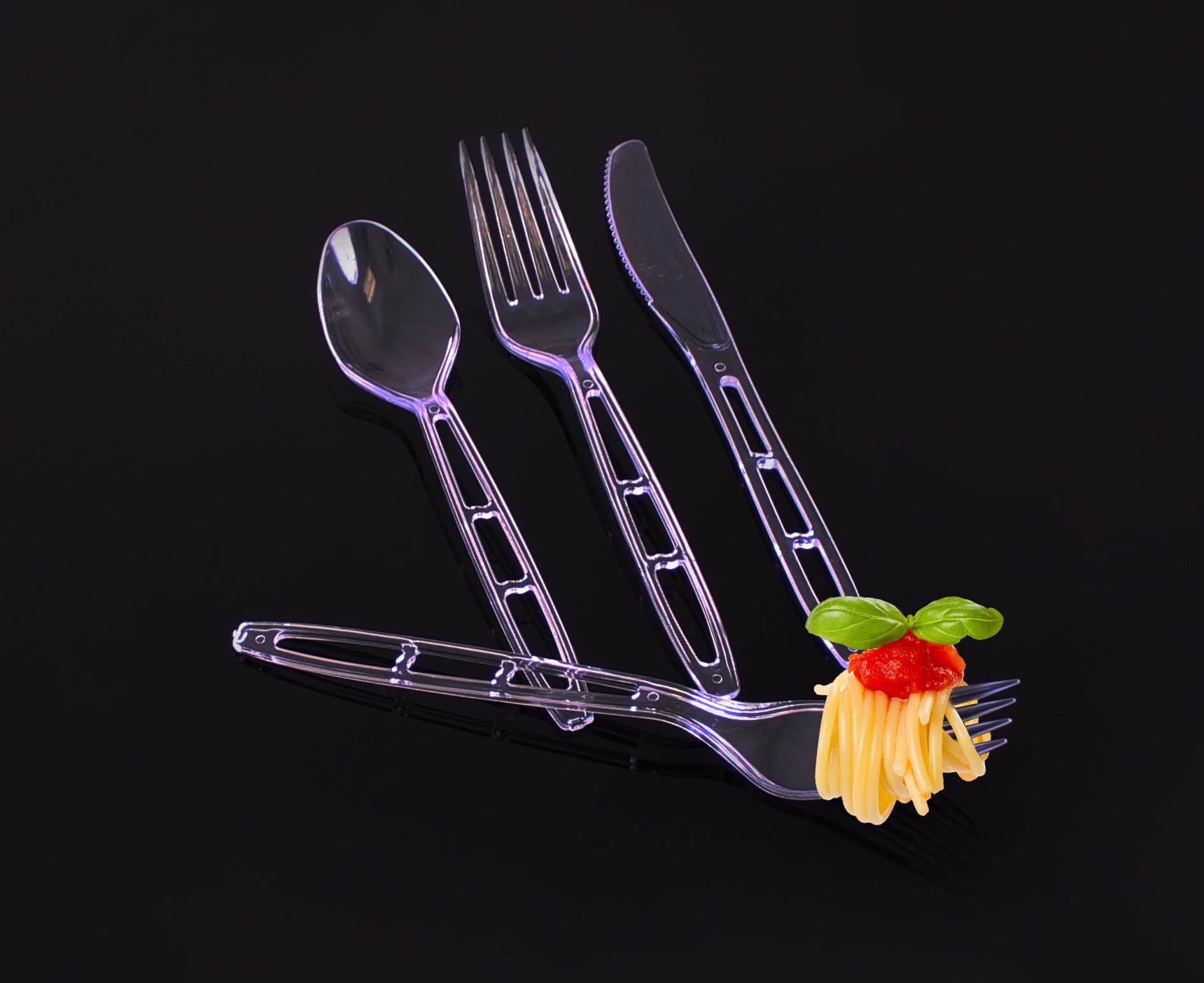 1440-Piece Emerald Clear Plastic Silverware Set - 720 Forks, 480 Spoons, 240 Knives | Heavy Duty Disposable Cutlery for Weddings, Catering, Galas & Cocktail Parties | Elegant Disposable Utensils for Events, Banquets & Special Occasions