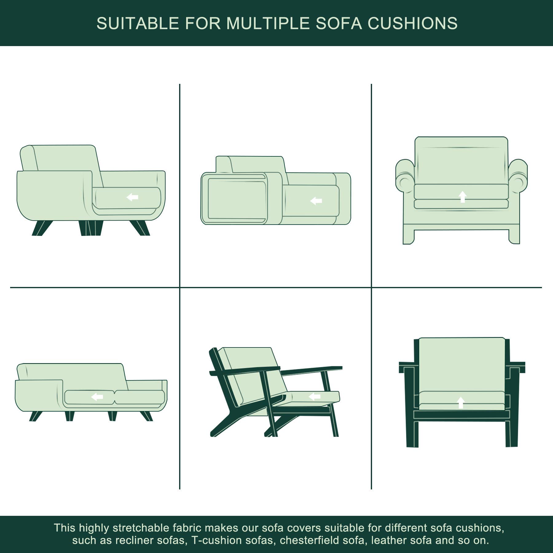 CHUN YI Stretch Slipcover for Chair & Couch - Jacquard Spandex Sofa Seat Cover (Small, Ivory White/Cream) - Perfect for Living Room, Office & Home Decor
