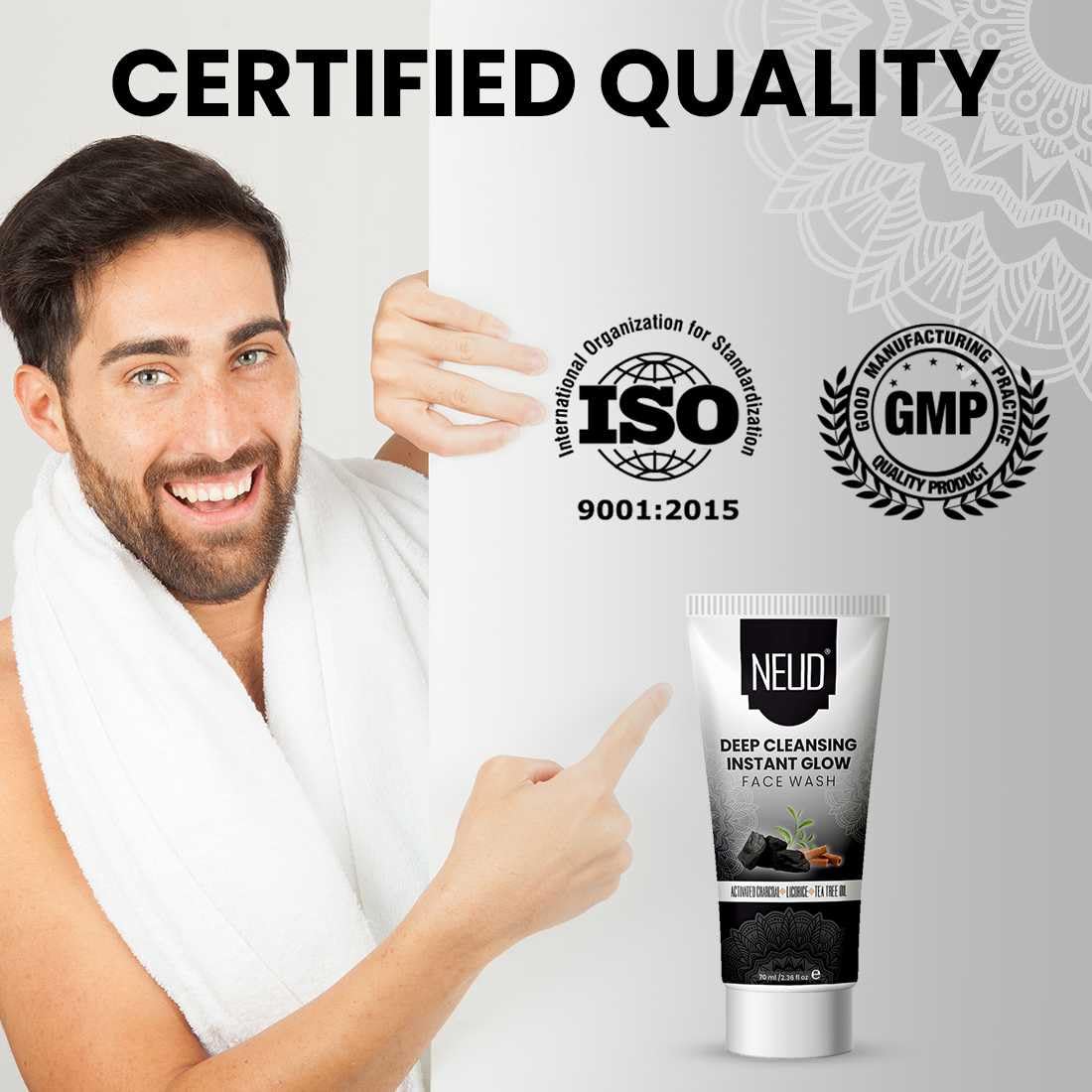 NEUD Deep Cleansing Instant Glow Face Wash for Men & Women - 2 Pack (70ml Each) | Gentle Exfoliating & Brightening Facial Cleanser for Daily Skincare Routine