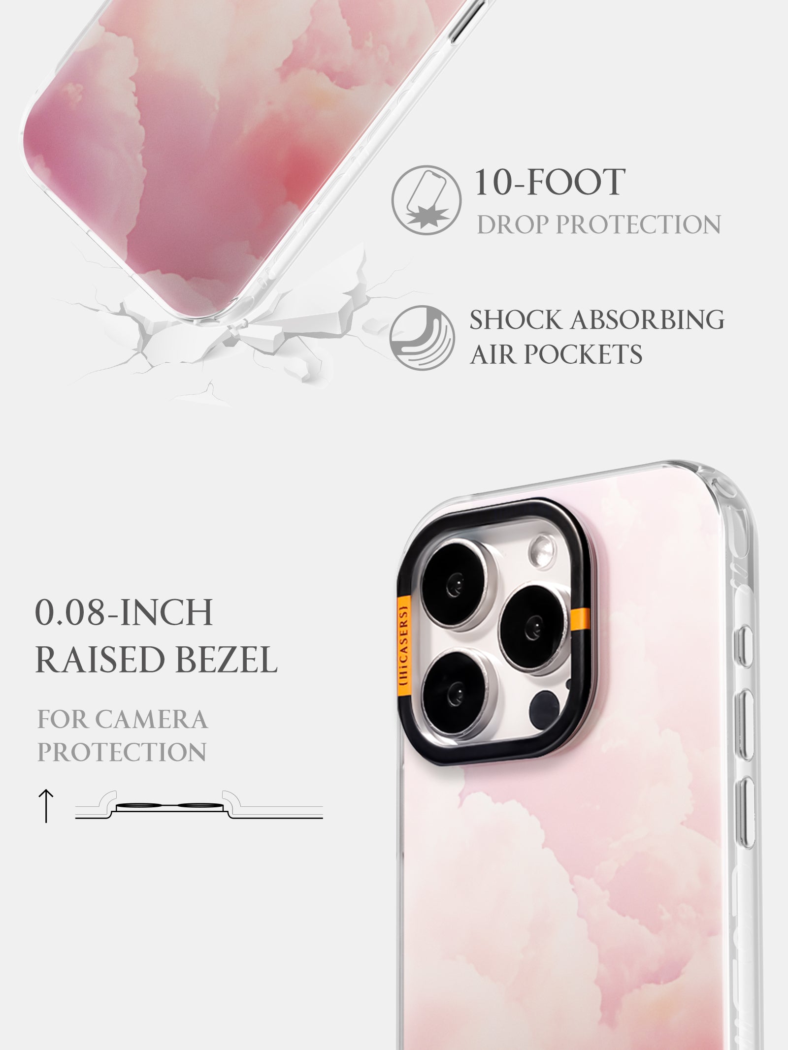 Soft Clouds Iridescent Phone Case - Pink | Shimmering Protective Cover for iPhone & Samsung | Perfect for Everyday Use, Parties & Gifts