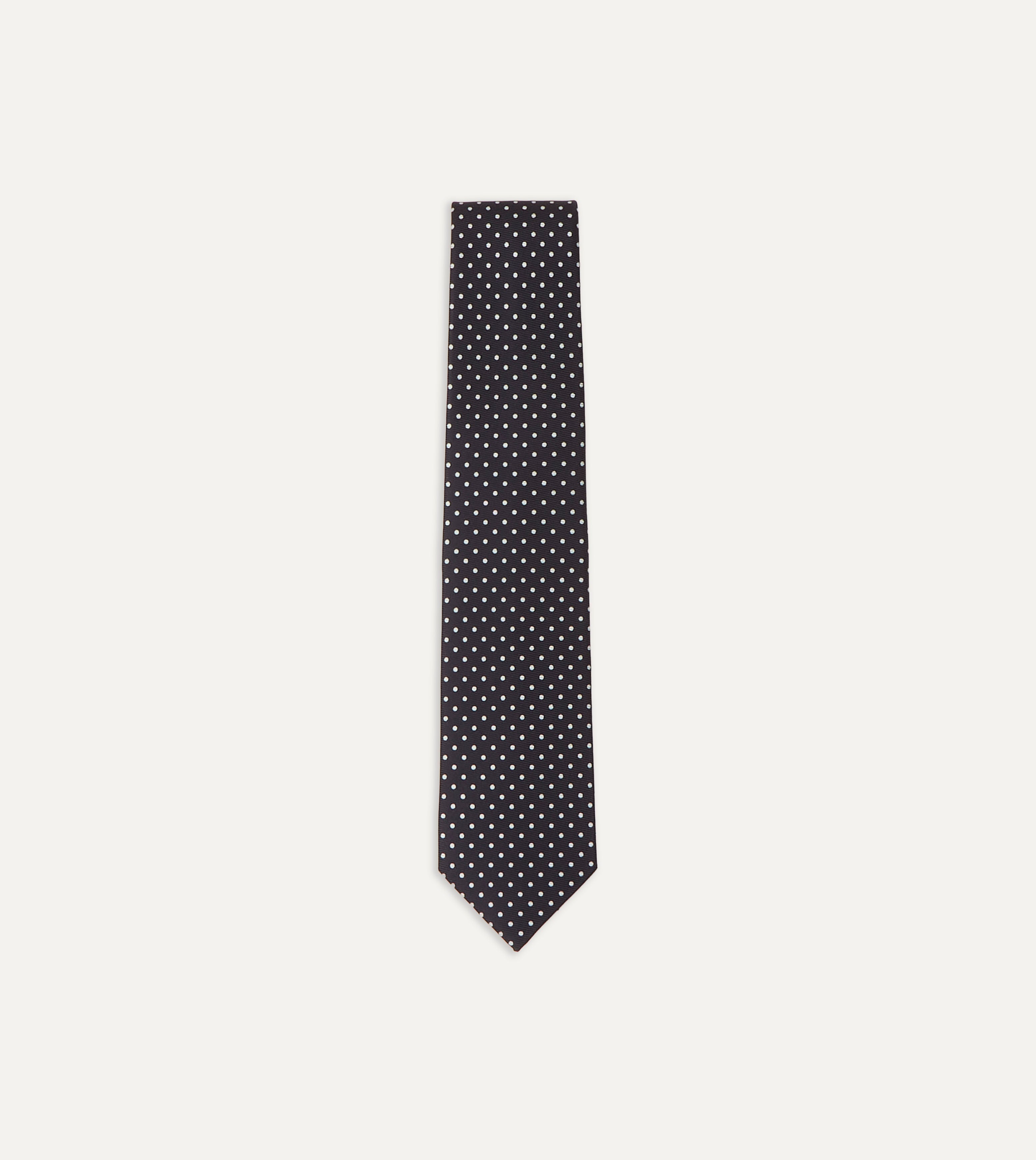 Navy Blue Small Polka Dot Silk Tipped Necktie for Men - Perfect for Weddings, Business Meetings & Formal Events