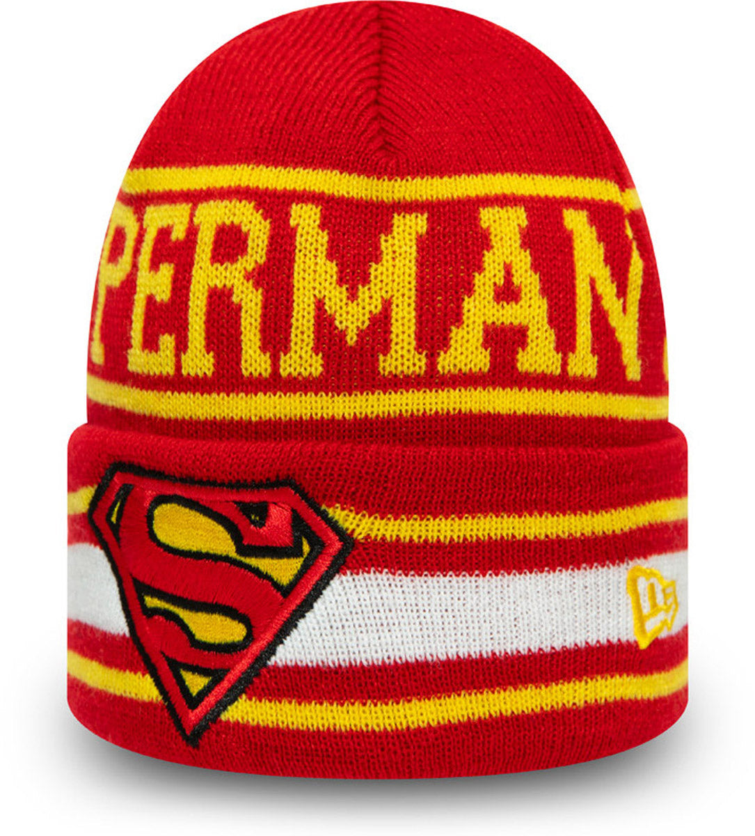 Superman DC Comics Character Knit Beanie for Kids - New Era Winter Hat for Boys & Girls - Perfect for Cold Weather, Outdoor Activities & Superhero Fans