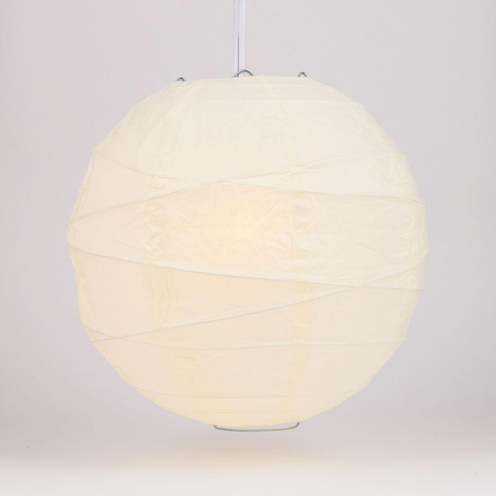 12 Pack 24 Inch Beige/Ivory Freestyle Ribbed Round Paper Lanterns for Wedding, Party, Home Decor & Outdoor Events