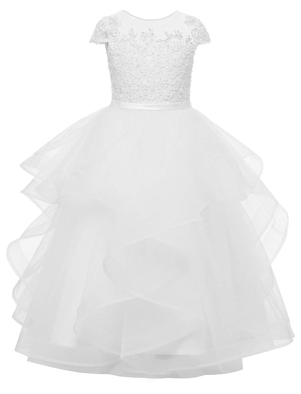 Yexinbridal Tulle Lace Pageant Ball Gown for Girls - Elegant Flower Girl Dress for Wedding, Communion, and Special Occasions - Perfect for Pageants, First Communion, and Princess-Themed Parties
