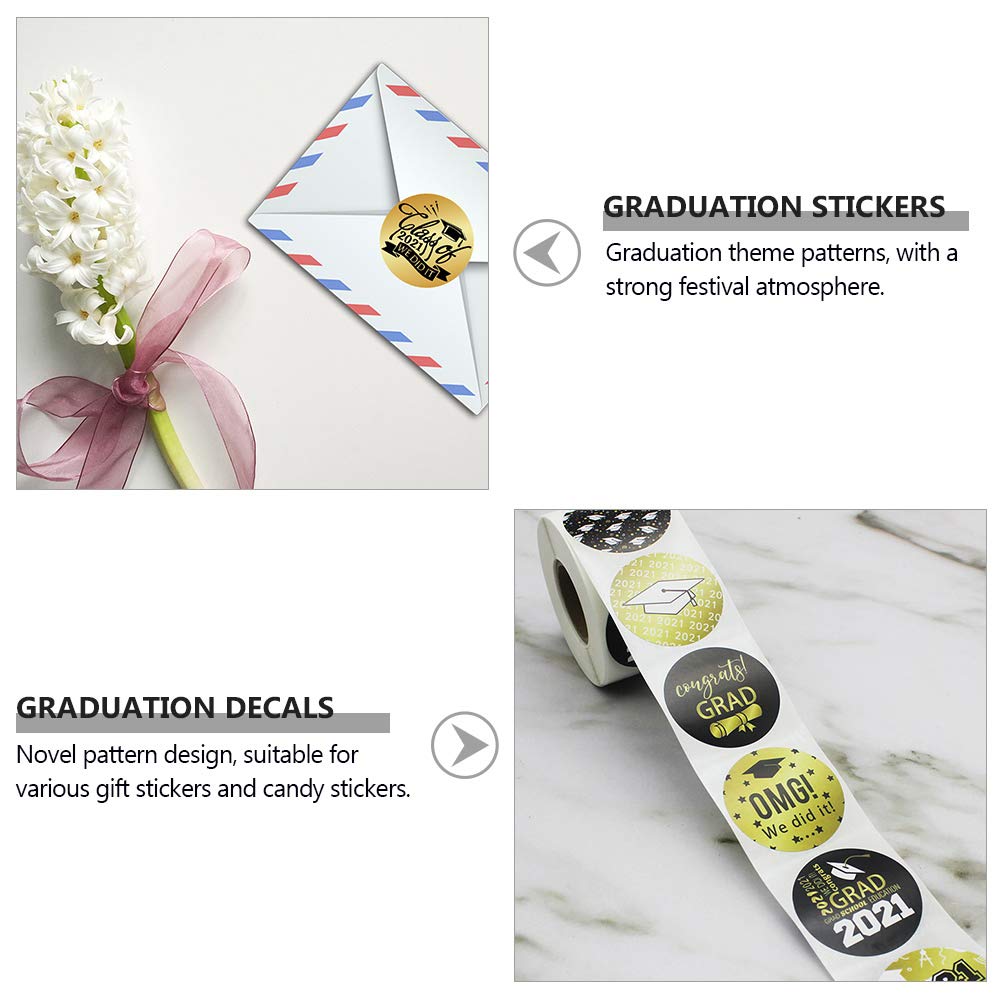 ABOOFAN 1 Roll Graduation Stickers - Round Seal Labels for Graduation Party Decorations, Thank You Gifts & Diploma Sealing - Perfect for Commencement Season, School Events & DIY Scrapbooking